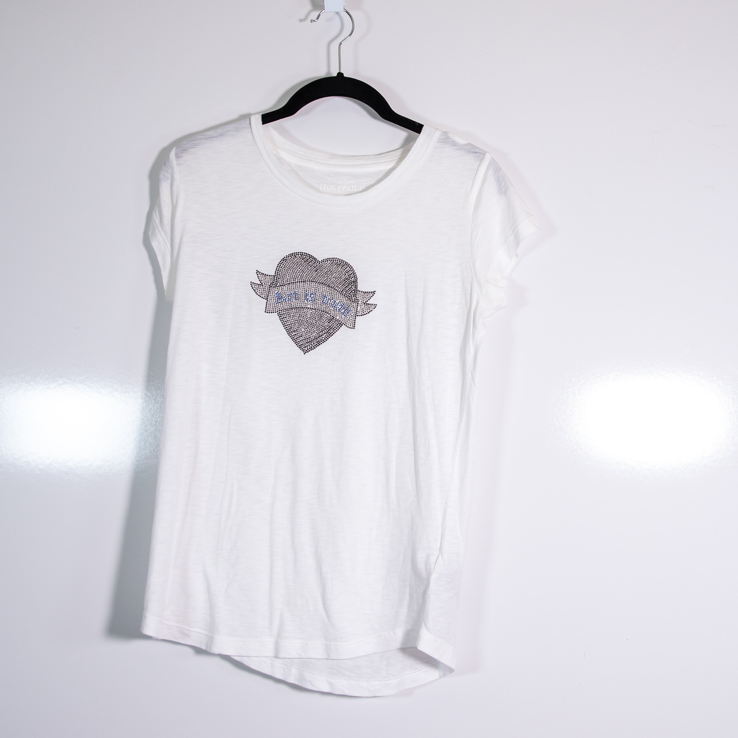 Zadig & Voltaire Skinny Art Is Truth Strass Crystal Embellished Tee Shirt Top M