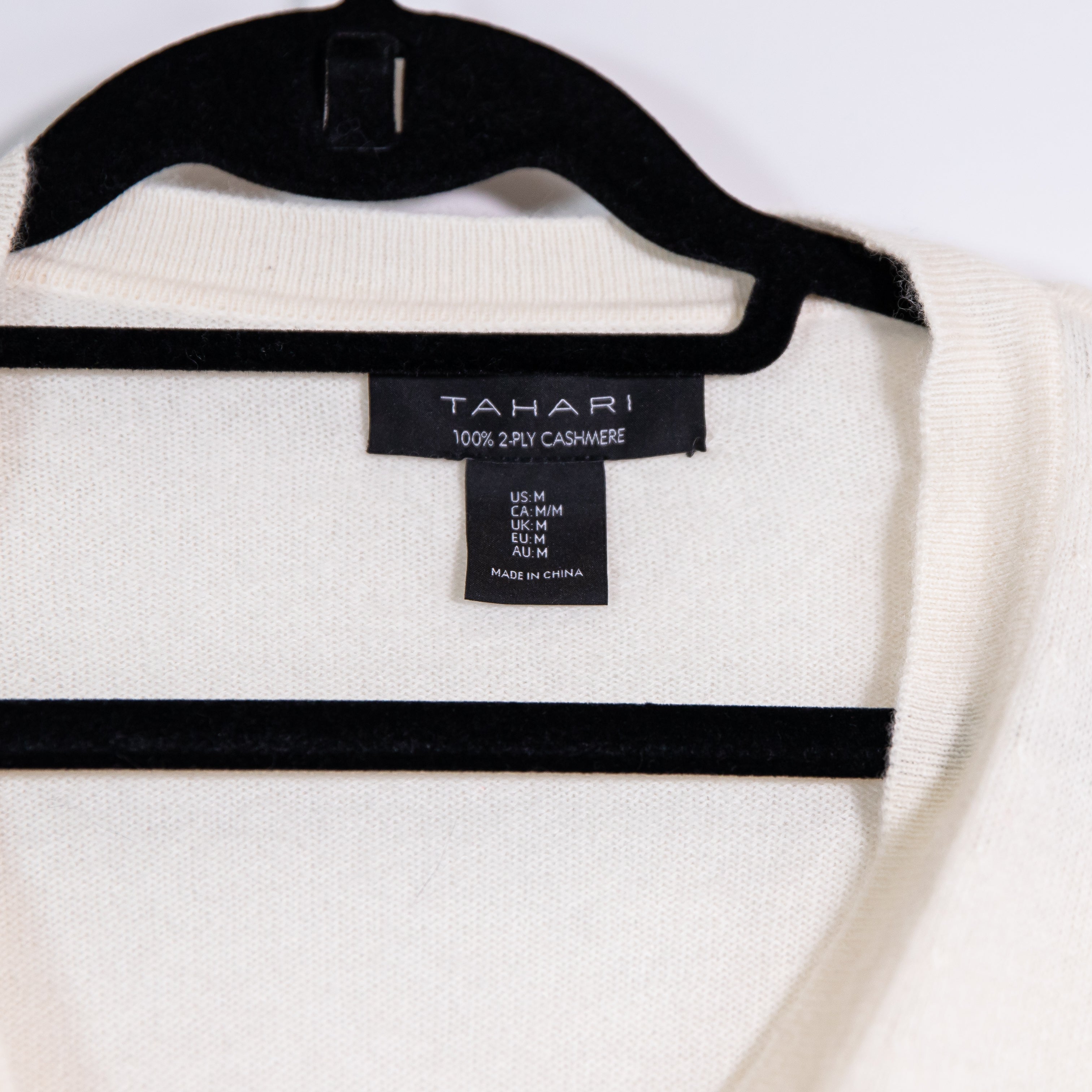 Tahari 100% 2Ply Cashmere Knit Button Front Cardigan Sweater Ivory Medium