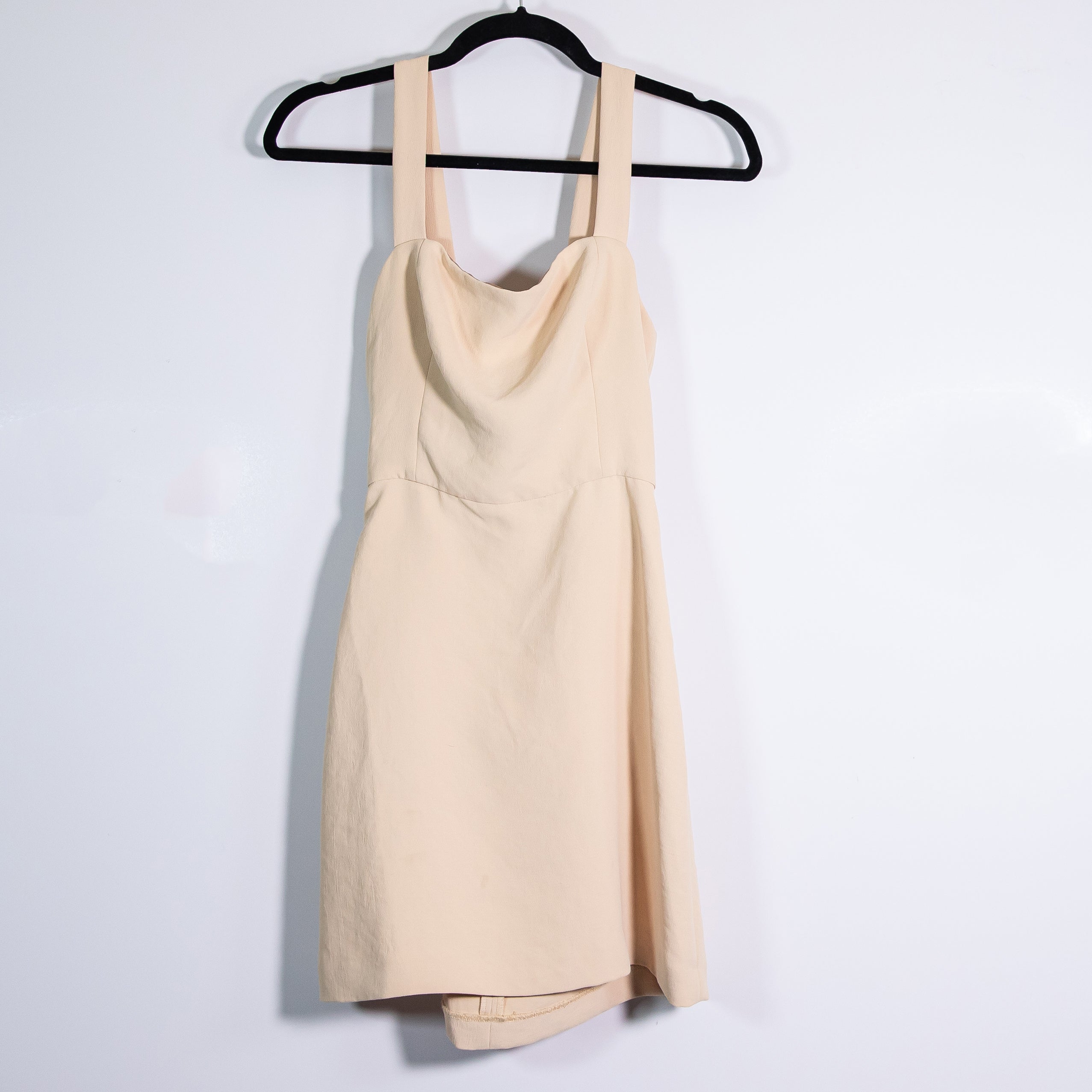 Wilfred Aritzia Aperature Tie Back Squareneck Japanese Crepe Mini Dress Beige 2