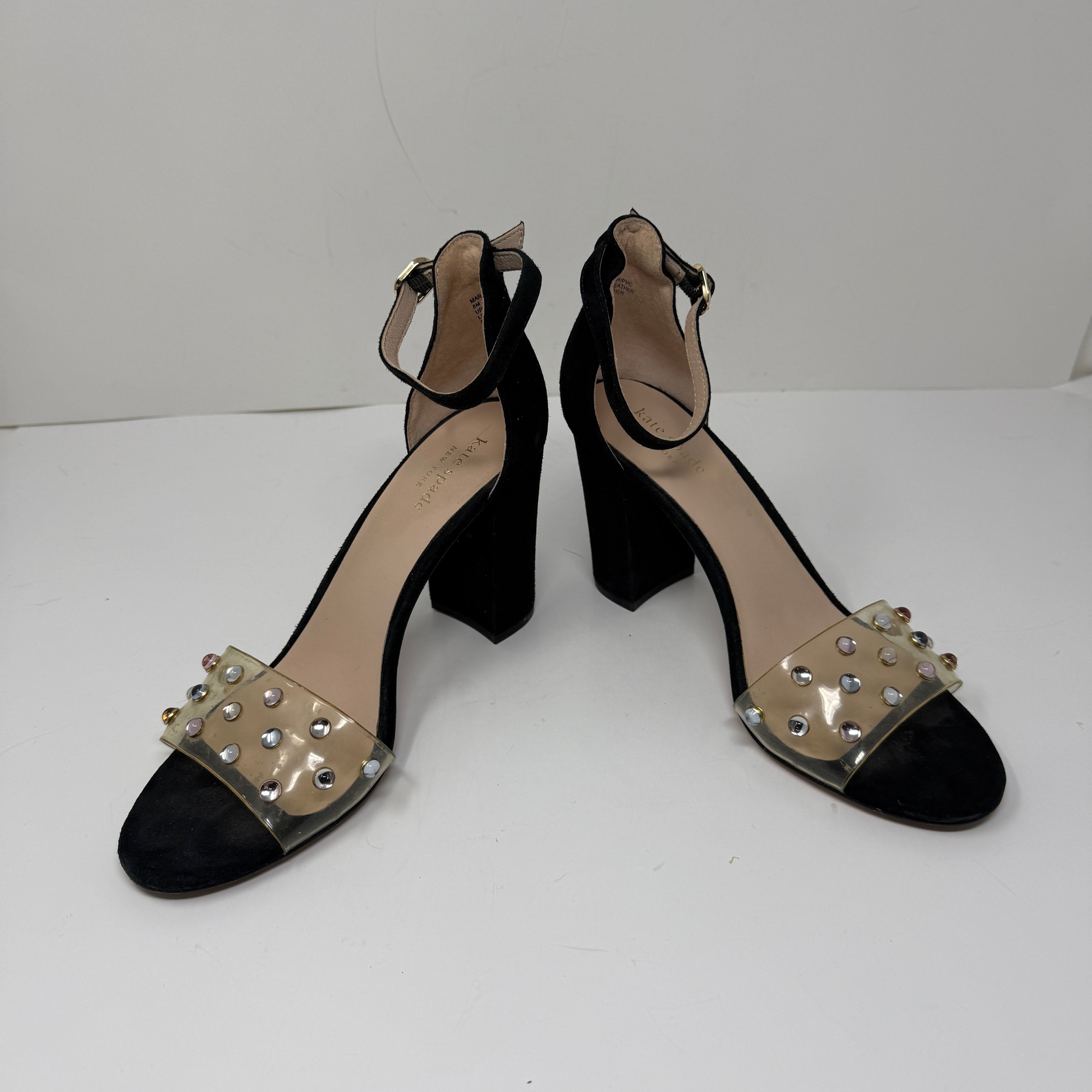 Kate Spade Marci Genuine Suede Beaded Embellished Open Toe Sandal High Heels 8