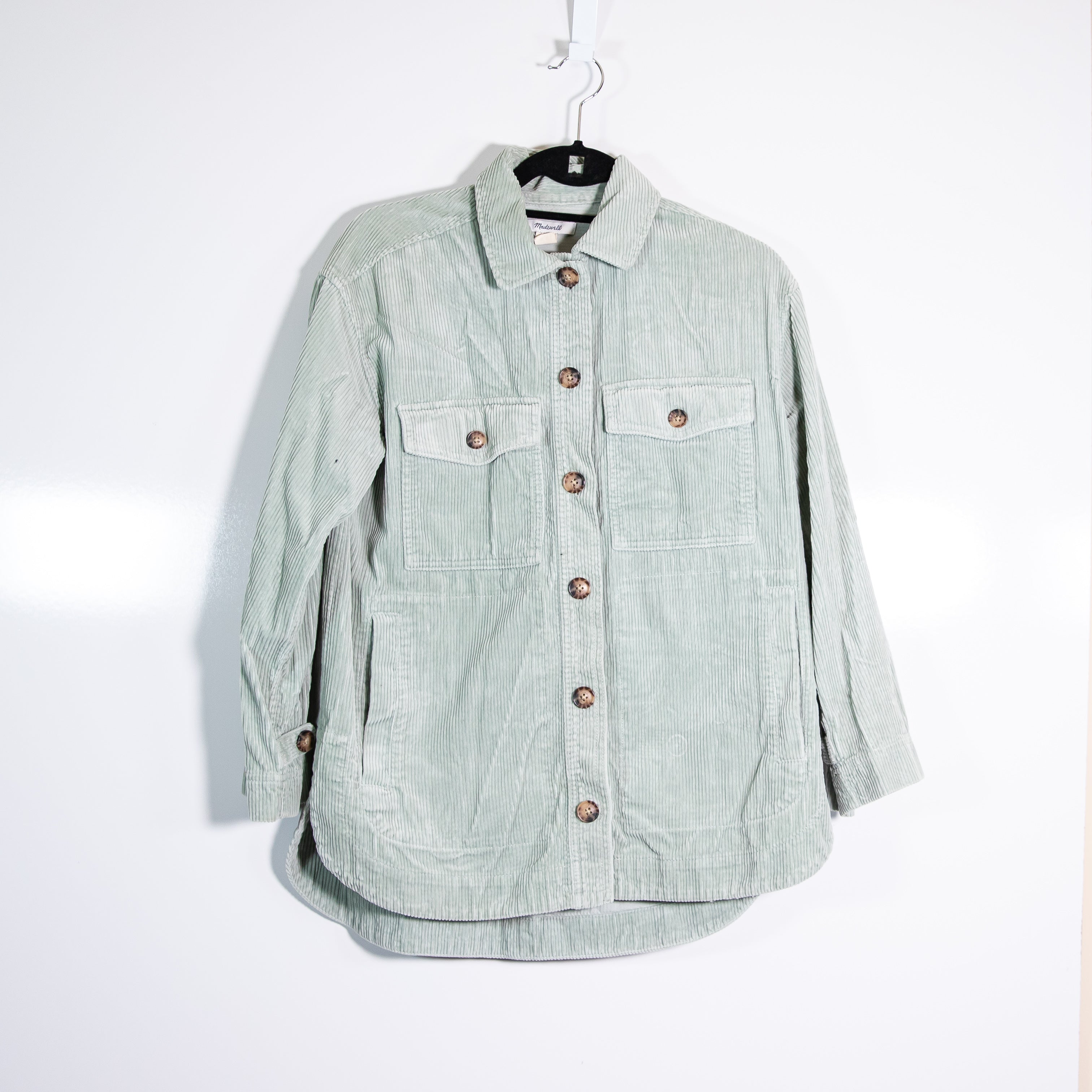 Madewell Corduroy Velvet Velour Ribbed Yorkway Shirt Jacket Sage Mist XS