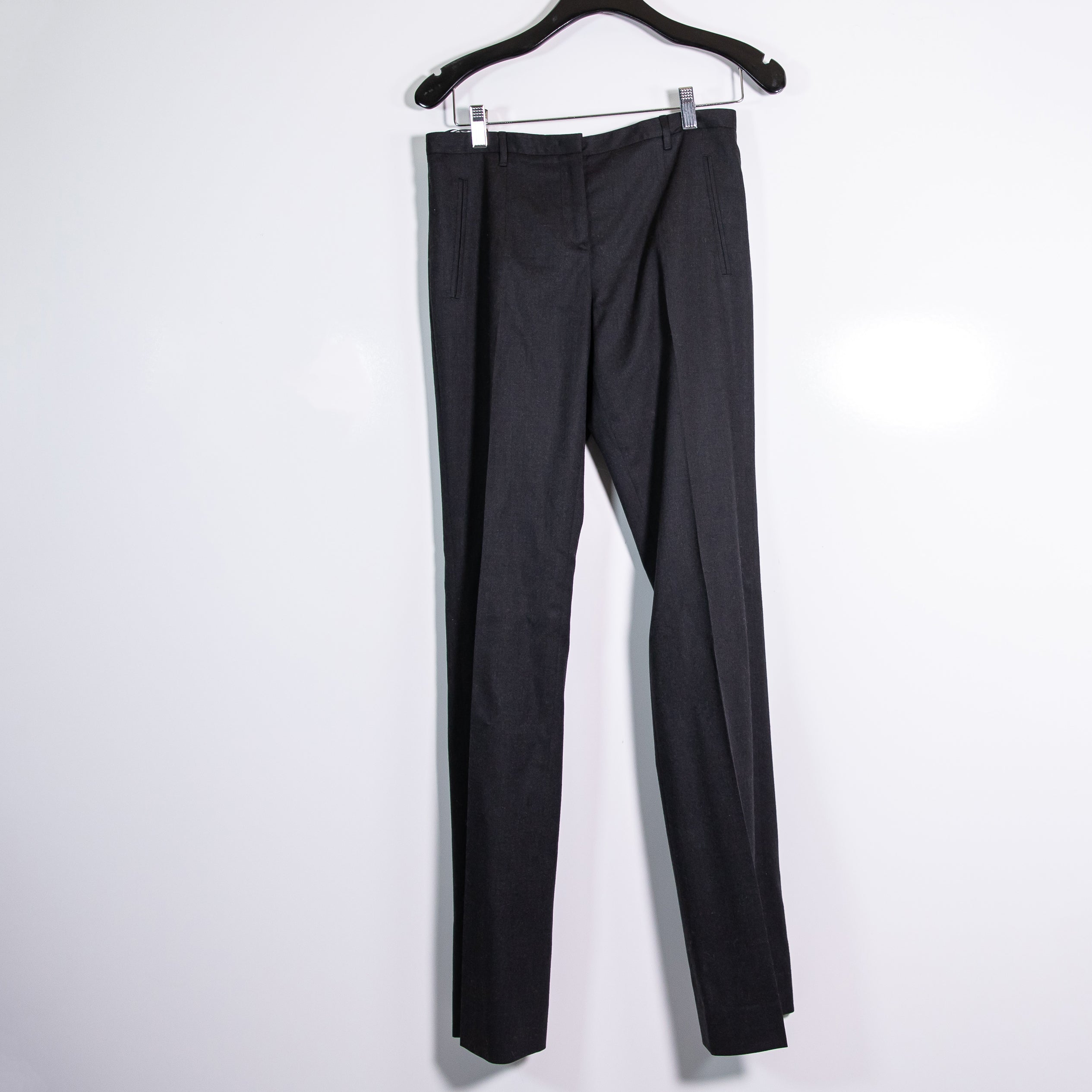 Jil Sander Virgin Wool Stretch Mid Rise Straight Leg Trouser Pants Black 34