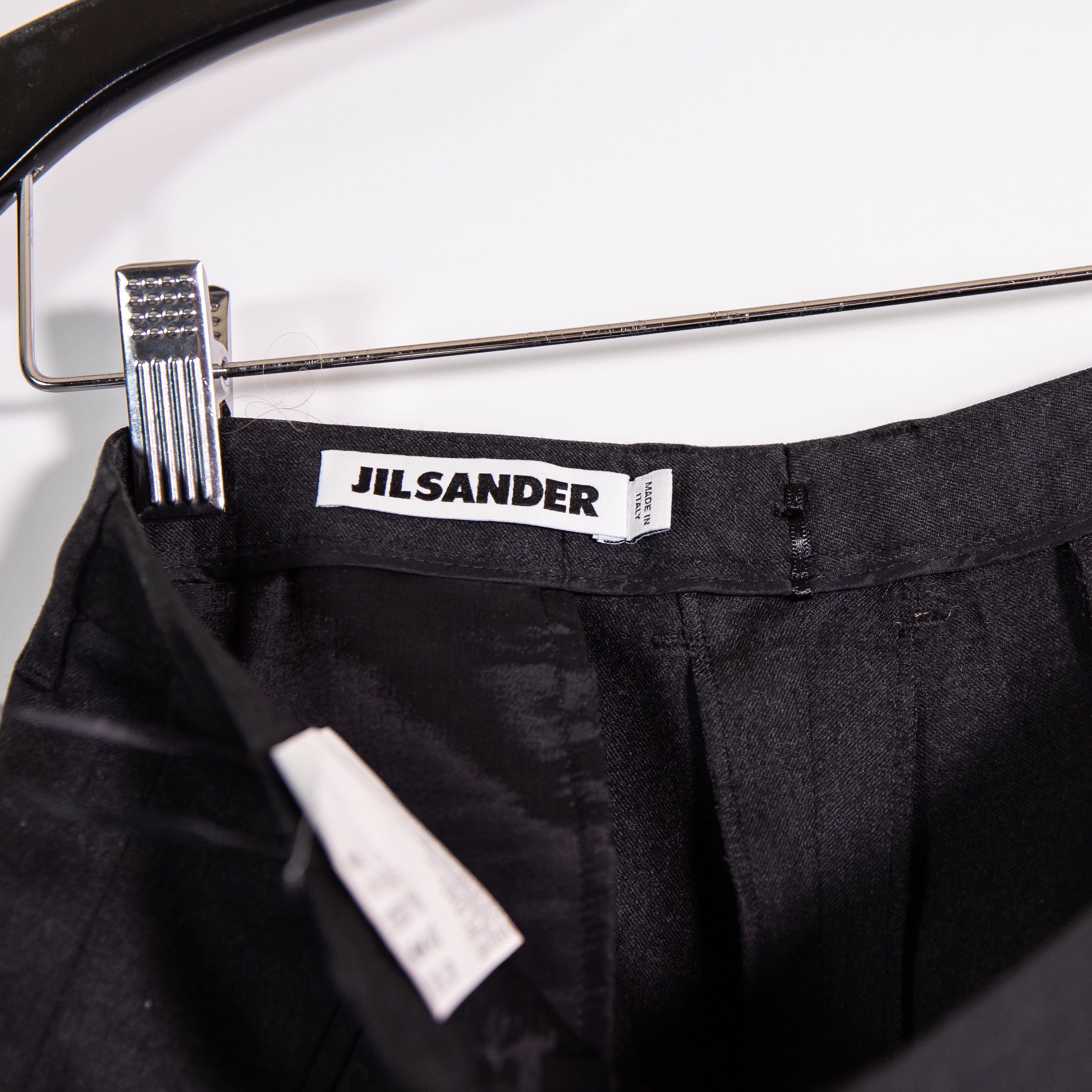 Jil Sander Virgin Wool Stretch Mid Rise Straight Leg Trouser Pants Black 34