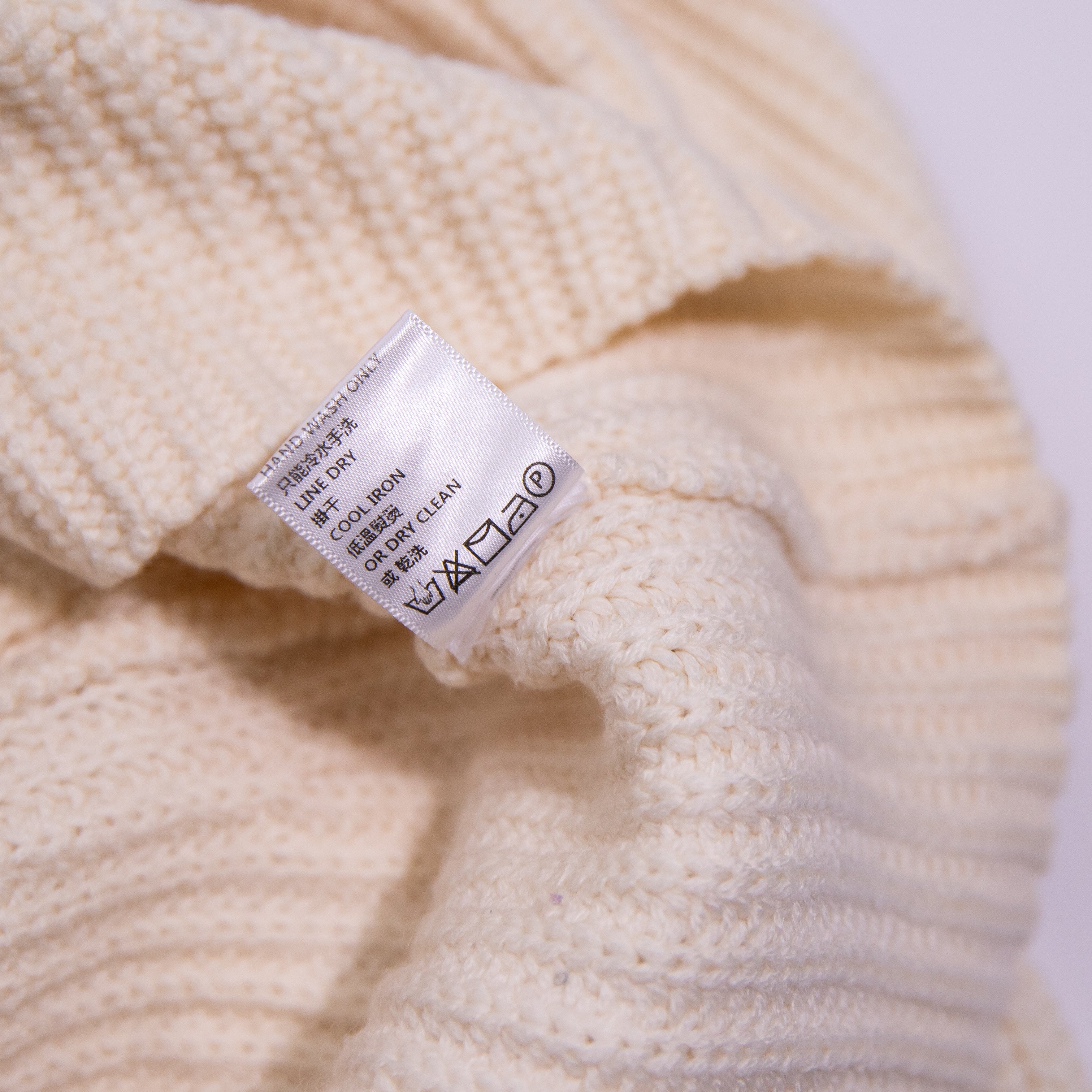 Paper London Wool Chunky Knit Puff Sleeve Turtleneck Pullover Sweater Ivory S