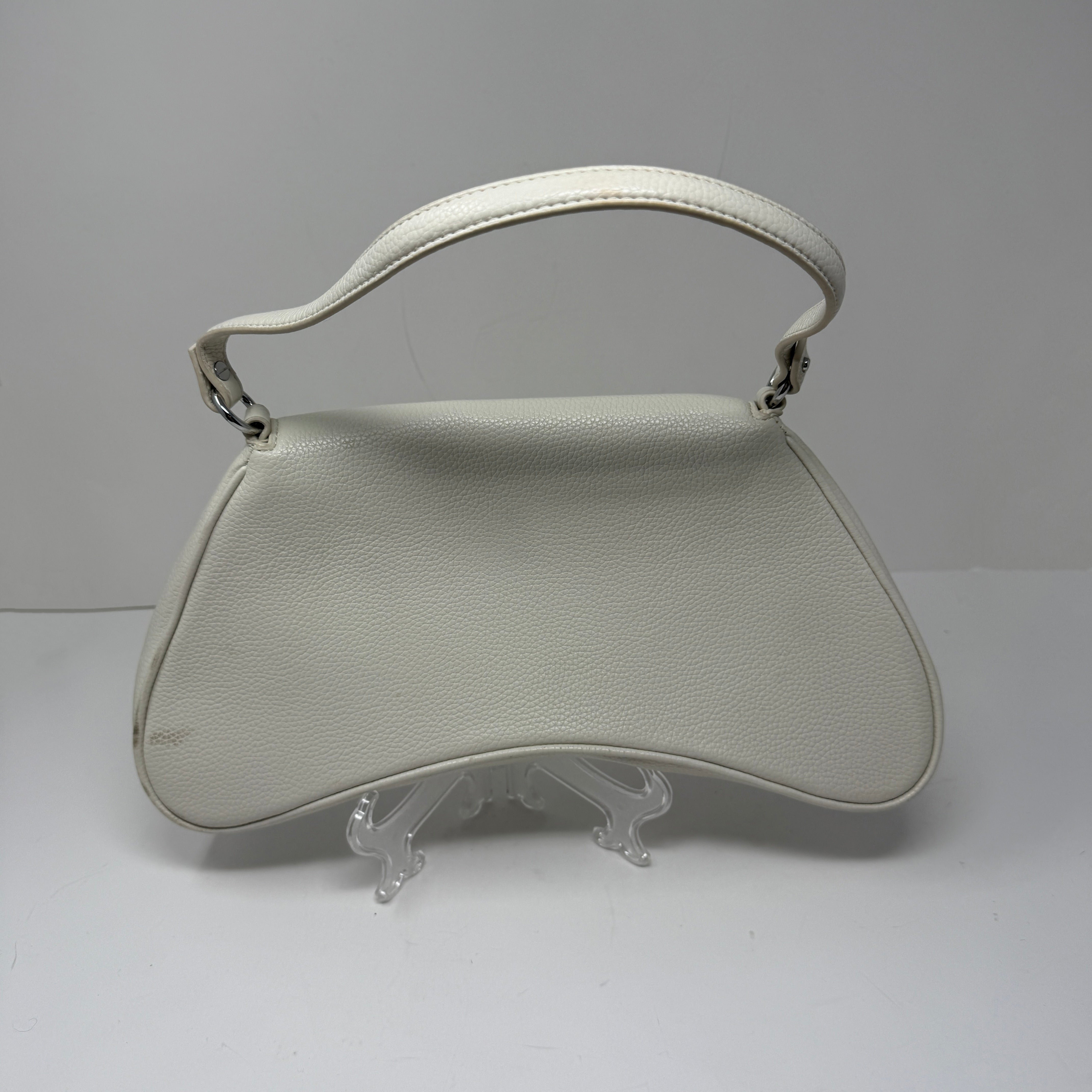 Simon Miller Boom Flap Leather Asymmetrical Shoulder Purse Bag White Ivory