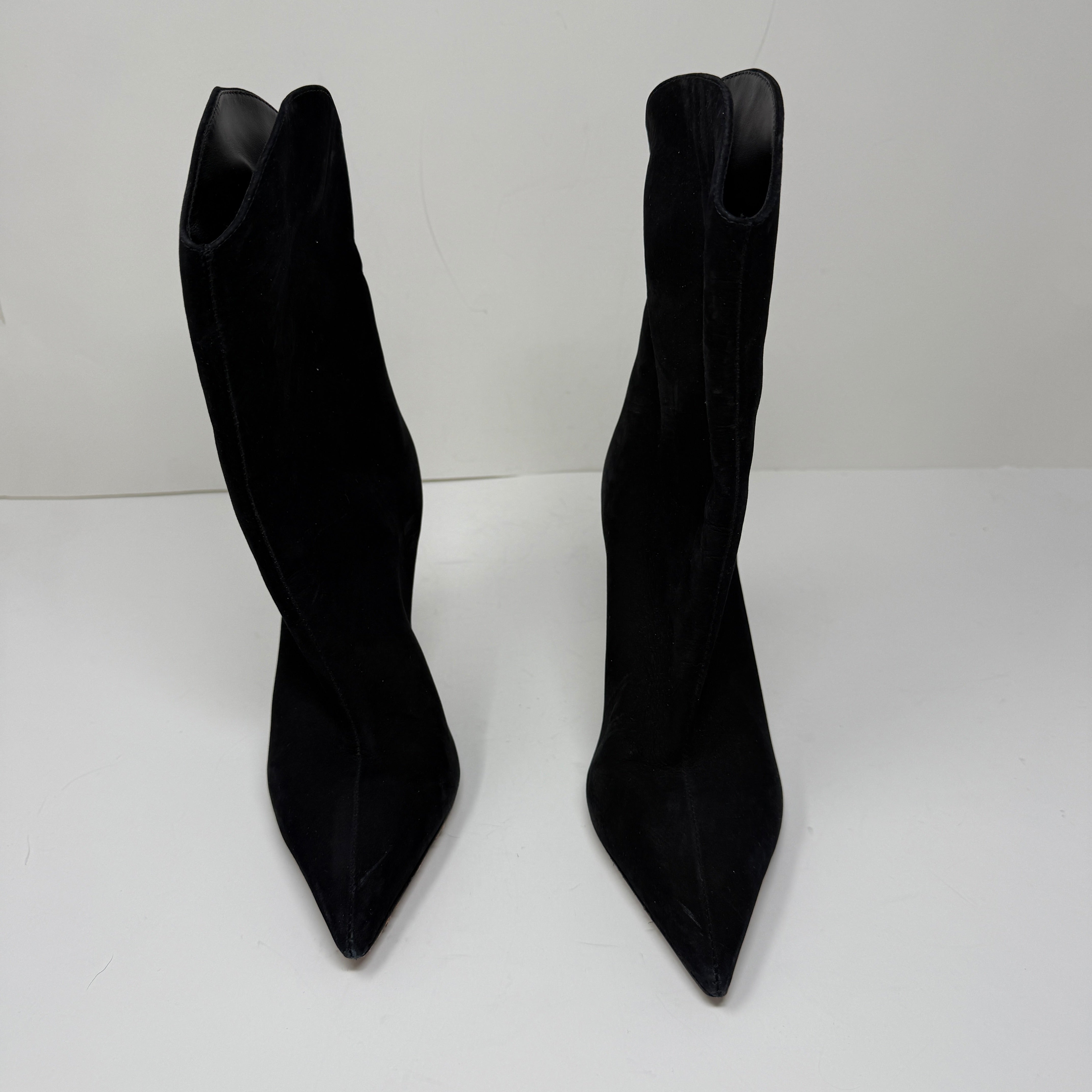 Schutz Marjorie Genuine Nubuck Suede Leather Crystal Rhinestone Heel Booties 7B