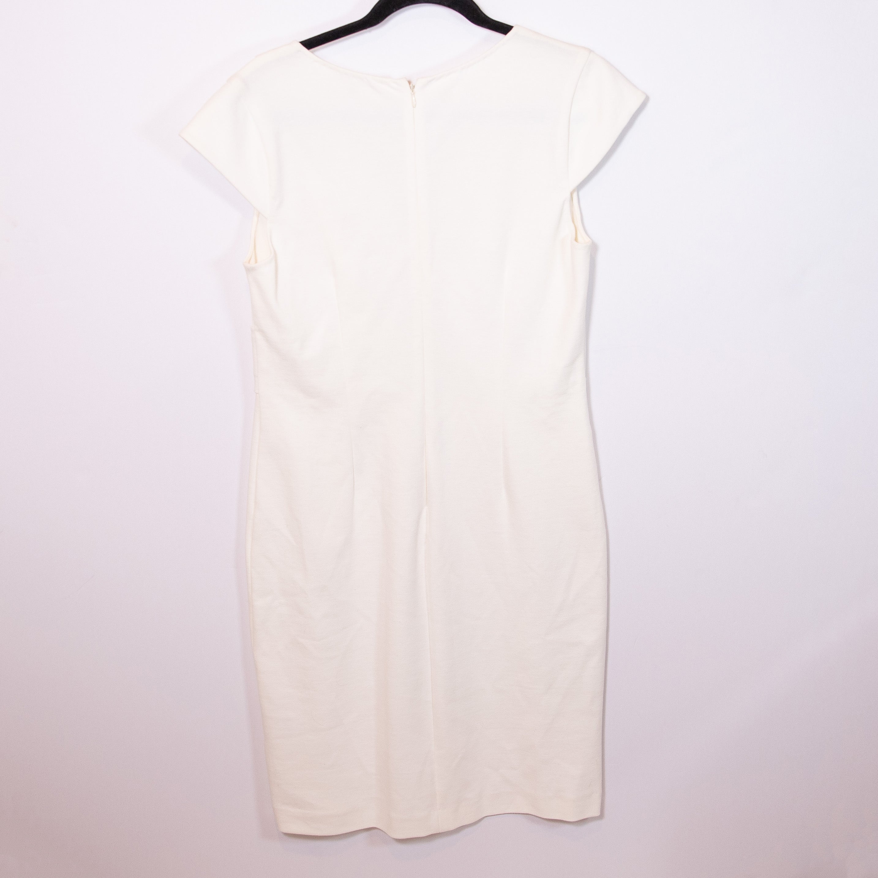 Rebecca Taylor Cotton Blend Stretch Cap Short Sleeve Tucked Seam Sheath Dress 12