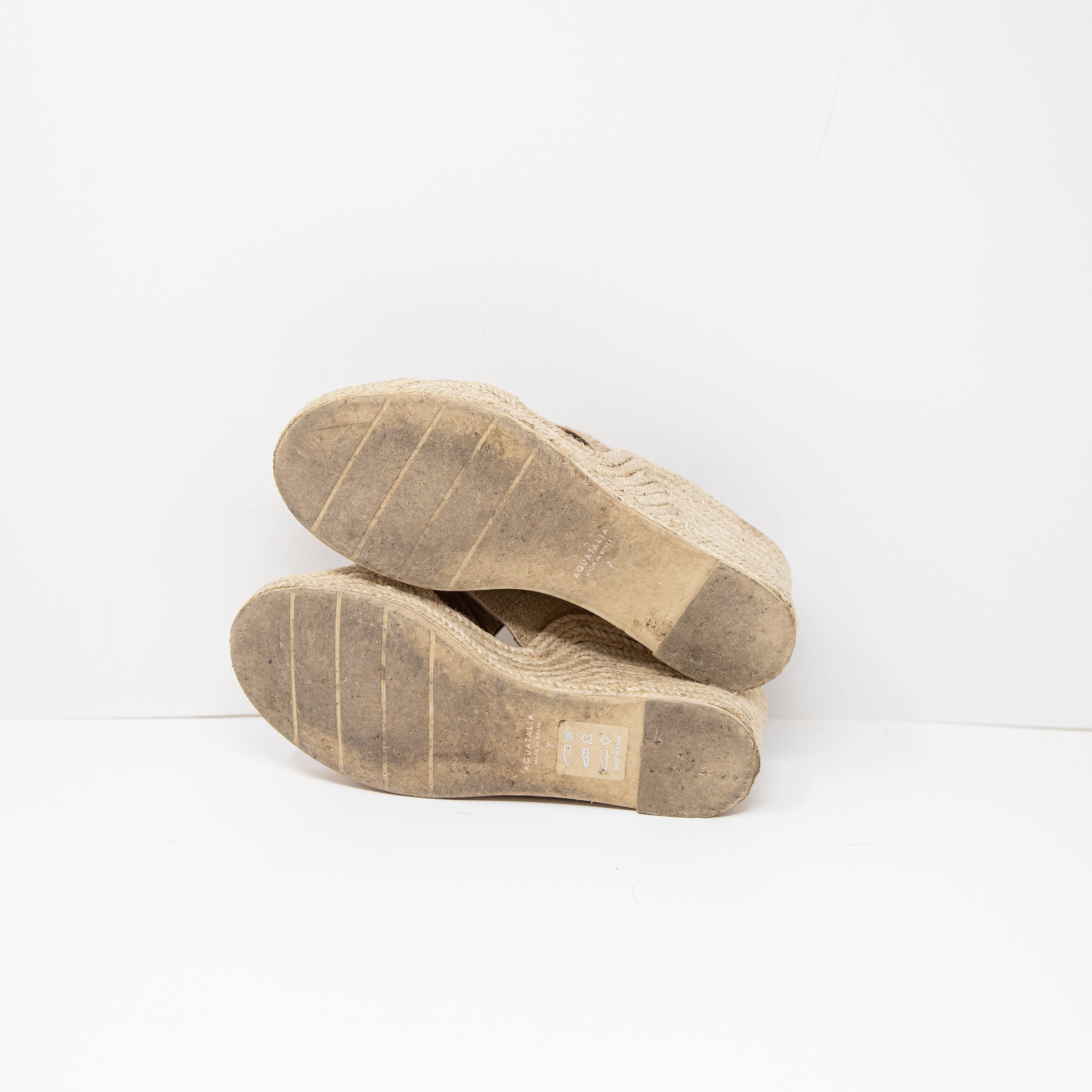 Aquatalia Women's Marina Round Toe Slide Silhouette Espadrille Wedge Heels 7