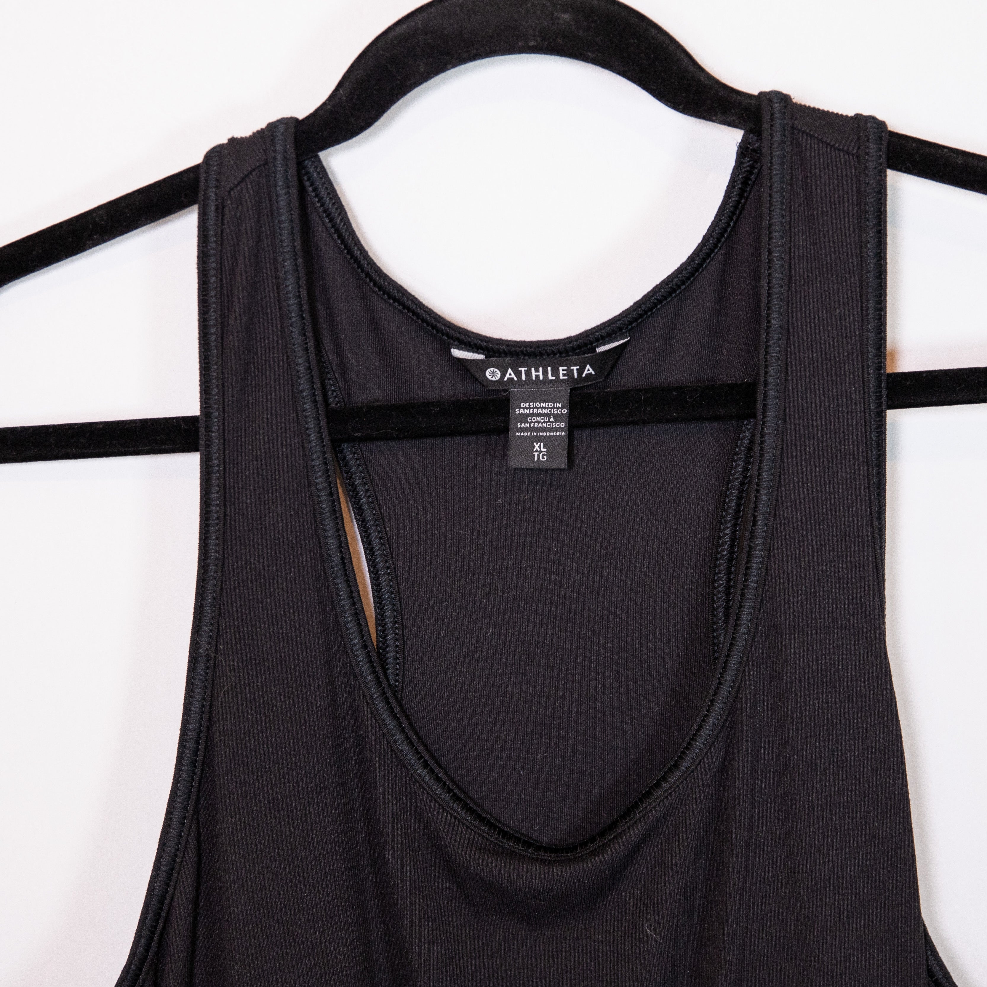 Athleta Baja Linen Scoop Neck Sleeveless Tank Midi Pullover Dress Black XL