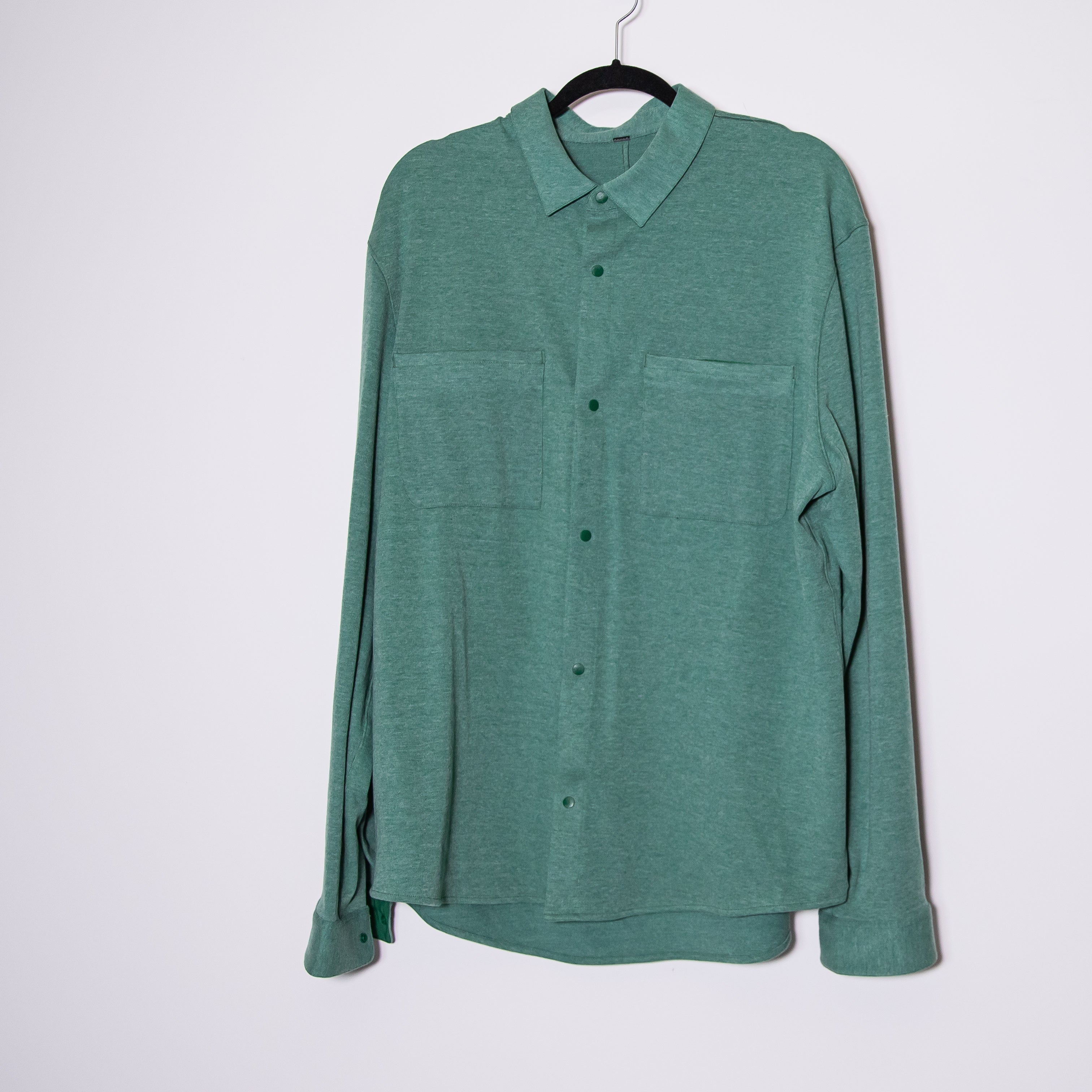 Lululemon Soft Knit Overshirt Long Sleeve Collared Snap Button Shirt Tidewater