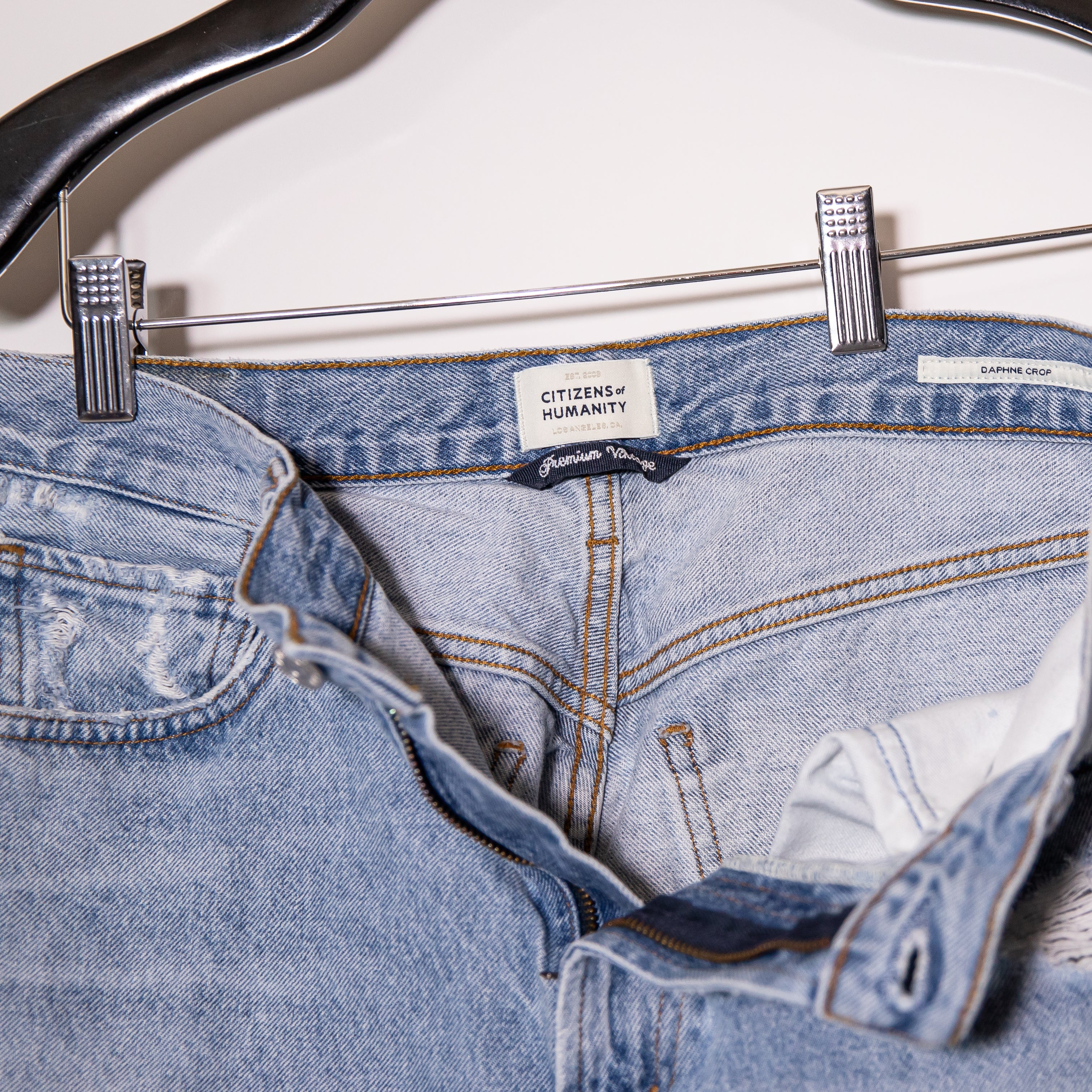 Citizens Of Humanity Women's Daphne Crop Cotton Straight Leg Distressed Jeans 29