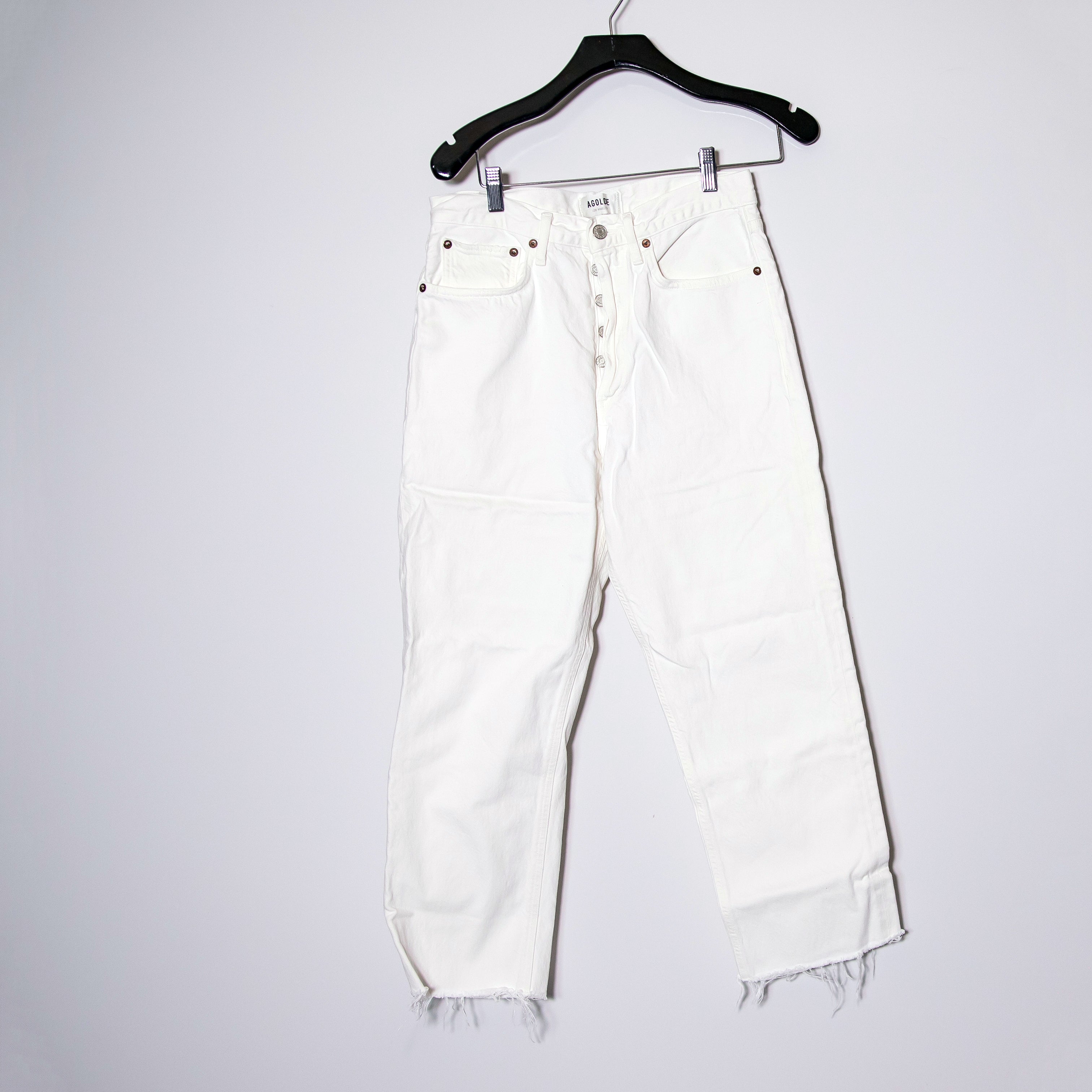 Agolde Women's 90's Crop Straight Leg Organic Cotton Denim Jeans Element White