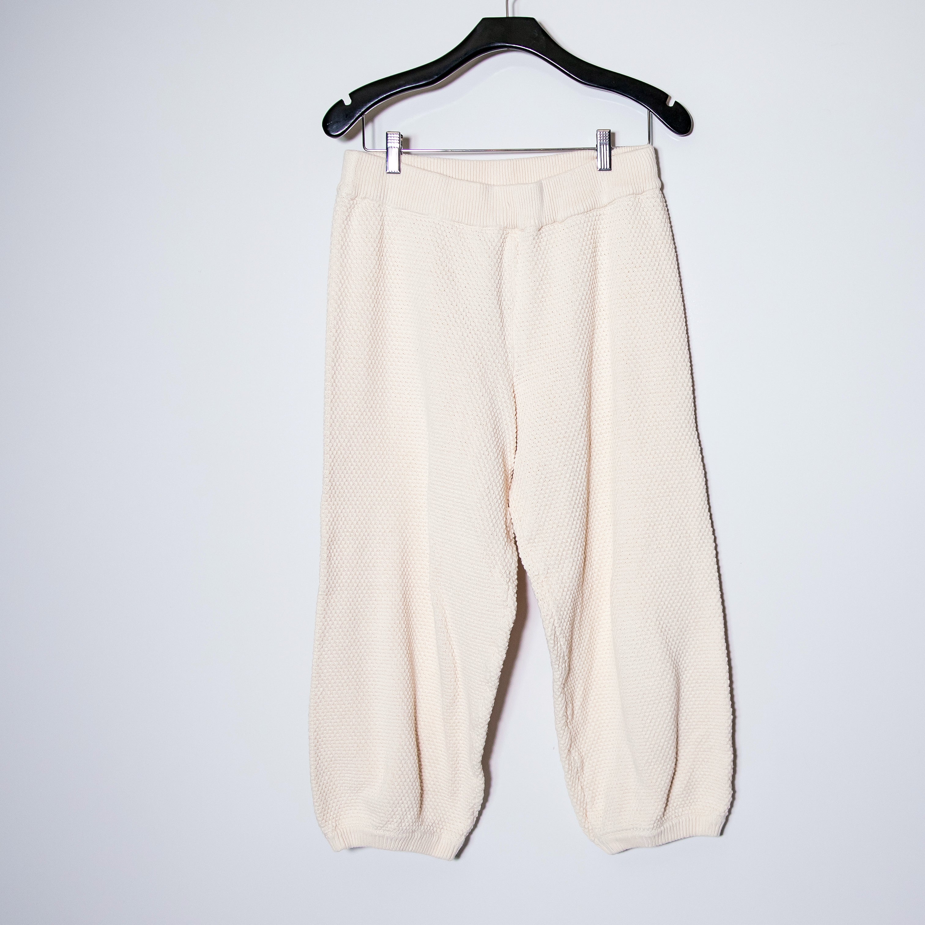 Free People Beach Hailee Waffle Stitch Cotton Knit Stretch Sweat Pants Ivory M