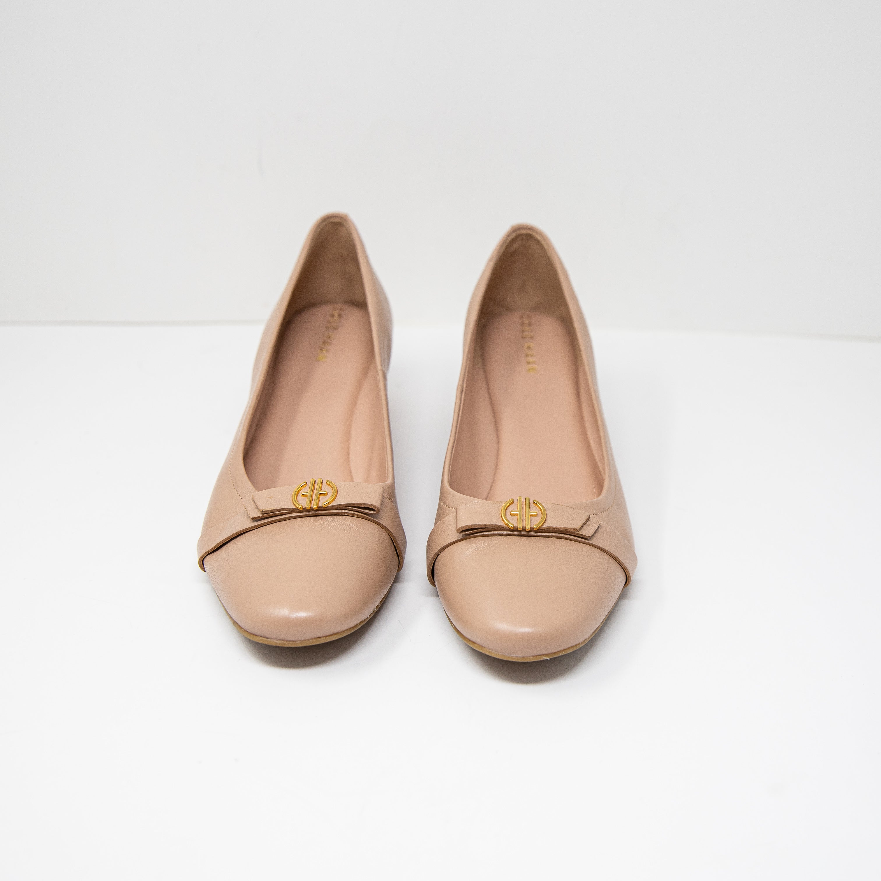 Cole Haan Women's Malta Slip on Round Toe Wedge High Heels Shoes Brush Shee Tan