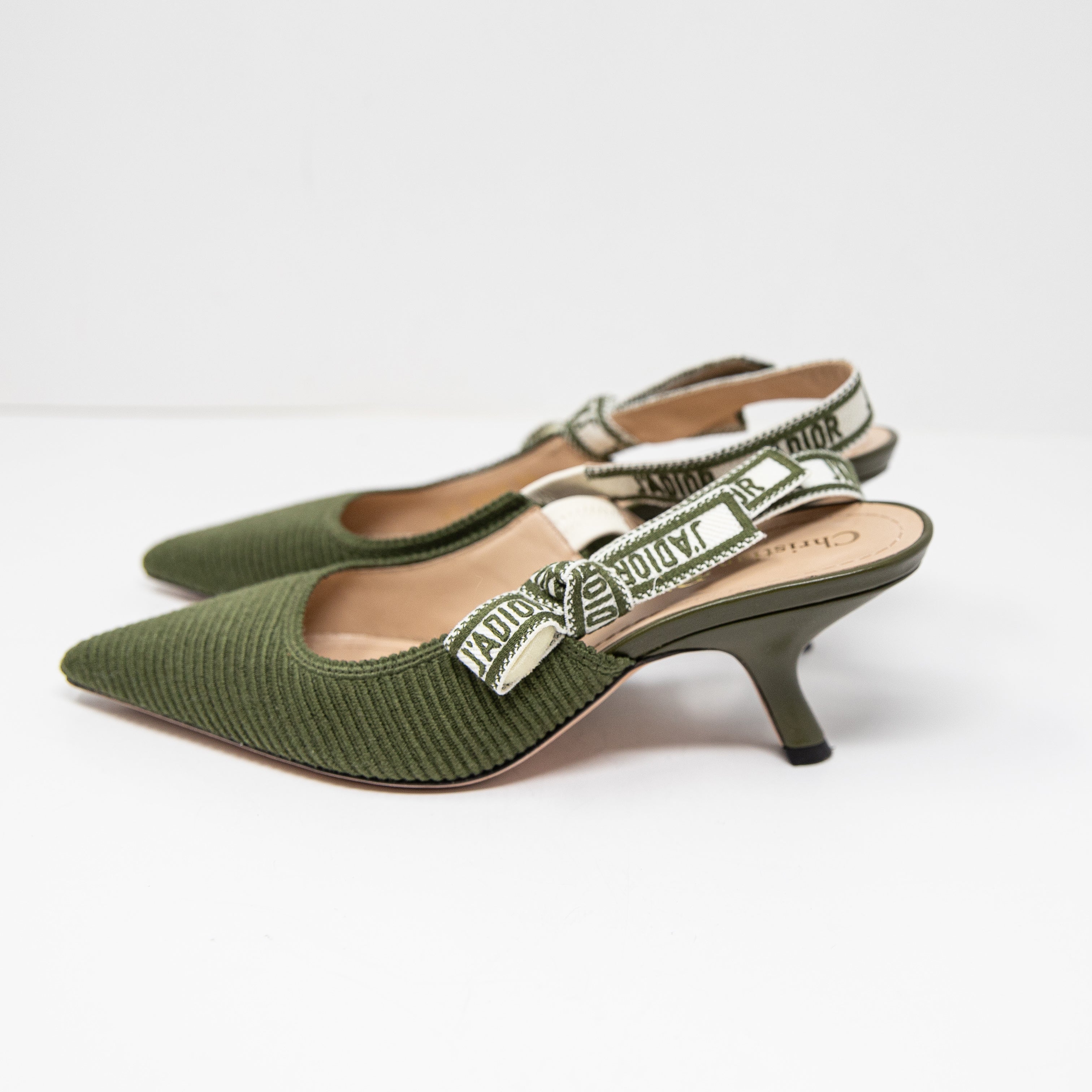 Christian Dior J'adior Ribbed Technical Fabric Slingback Fabric Pump Heels Shoes