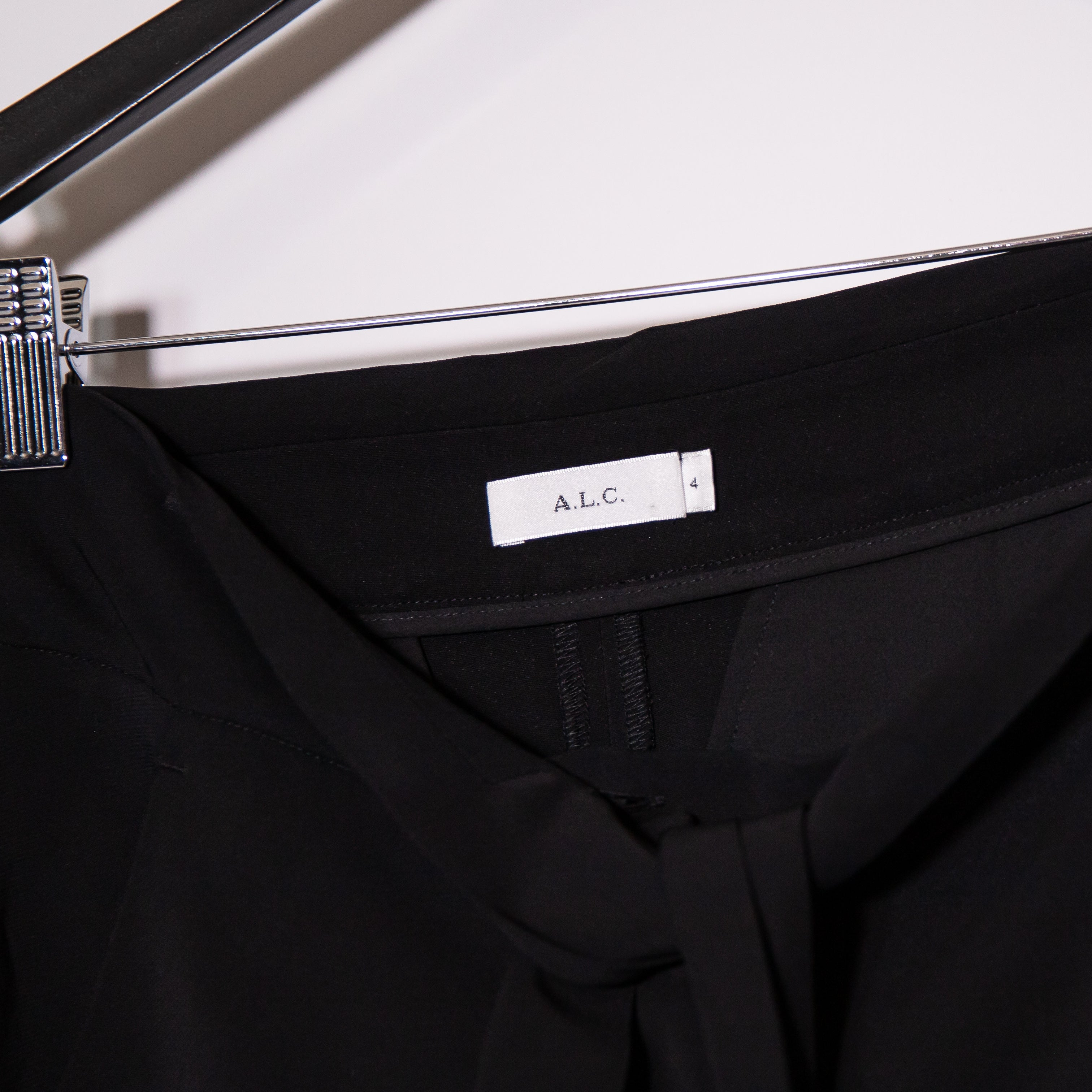 A.L.C. Kerry Chiffon High Waisted Tie Belt Pleated Mini Shorts Black 4