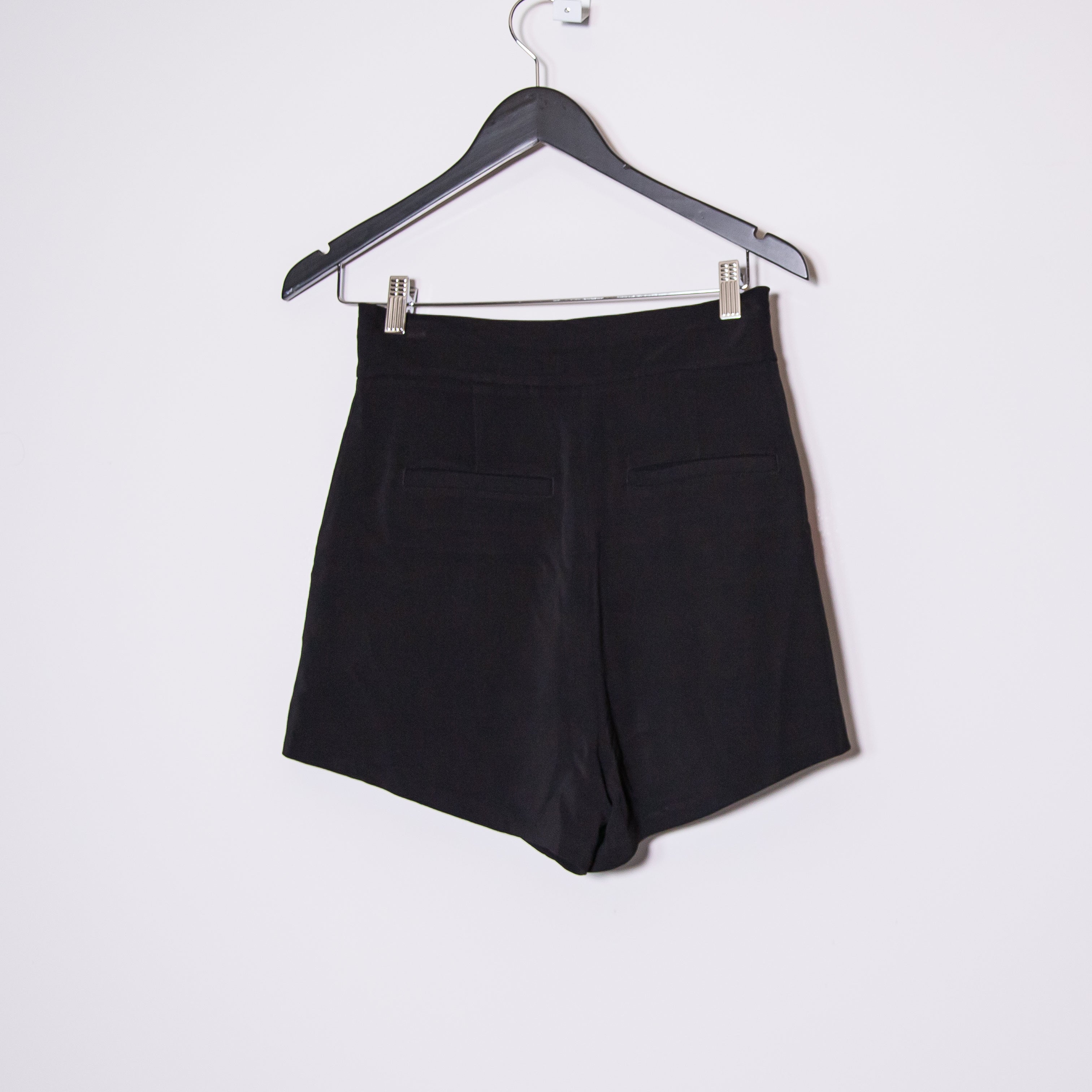 A.L.C. Kerry Chiffon High Waisted Tie Belt Pleated Mini Shorts Black 4