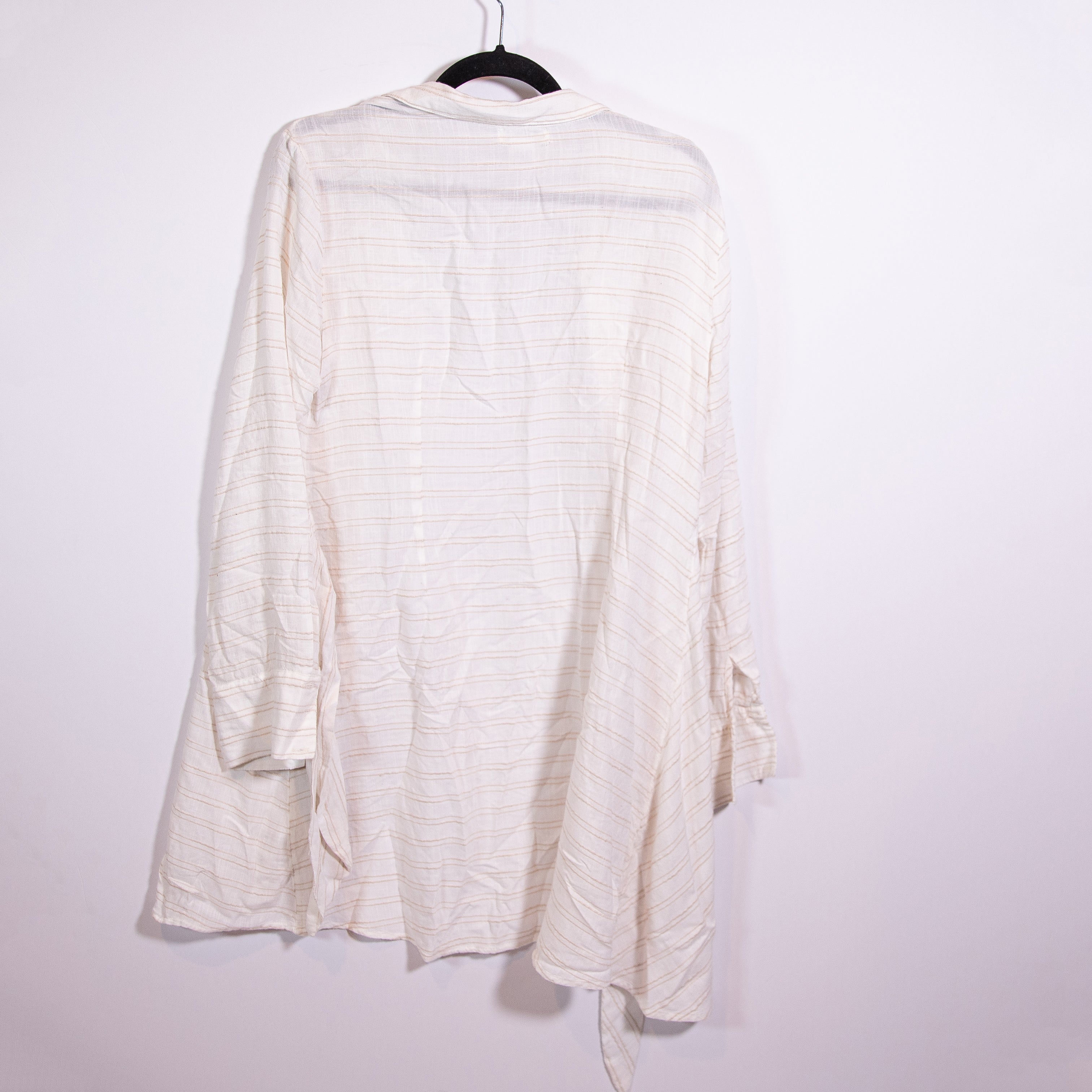 L*Space Viscose Cotton Collared Long Sleeve Open Front Cover Up Shirt Top Large