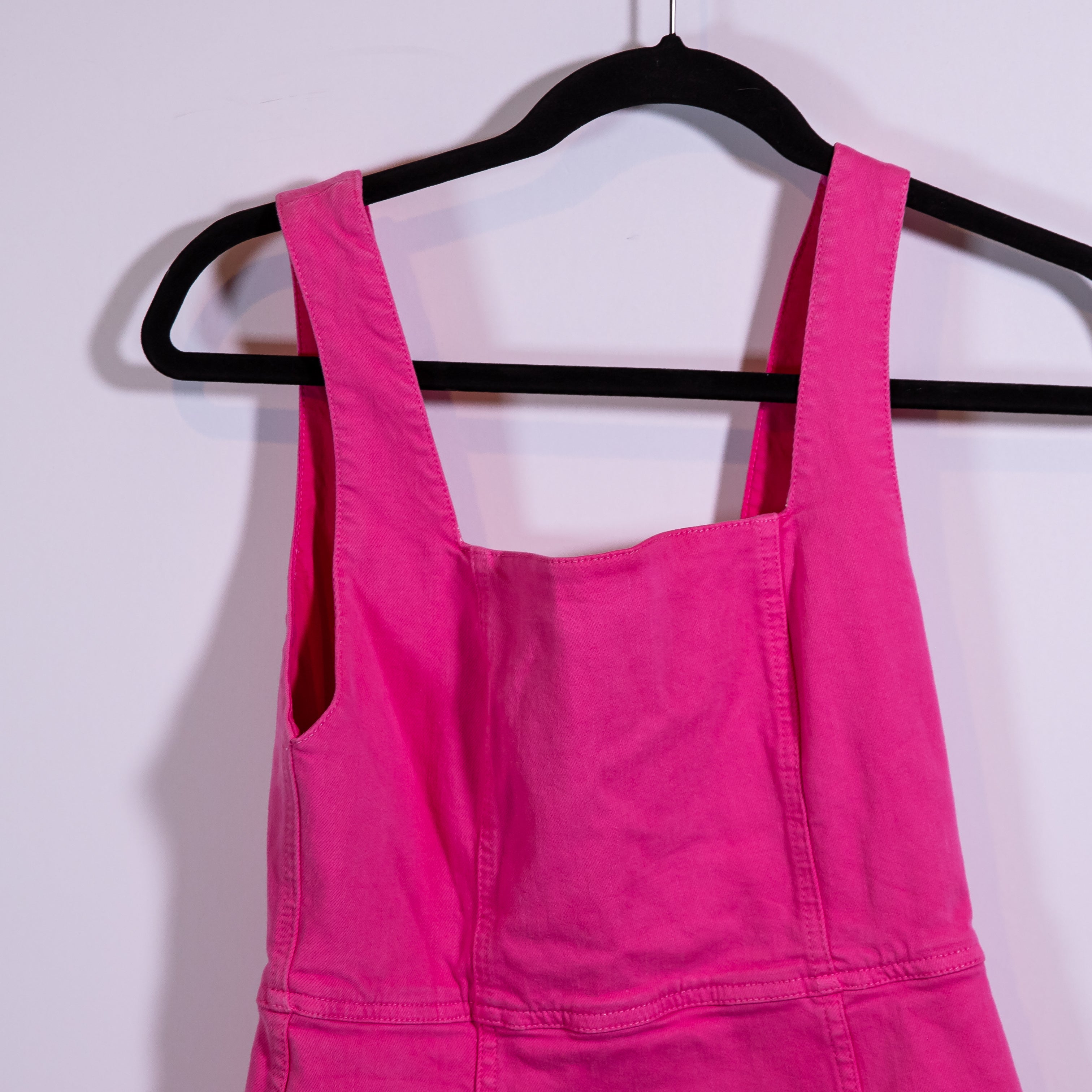 Alice + Oliva Ramsey Square Neckline Cotton Stretch Aline Mini Dress Candy Pink