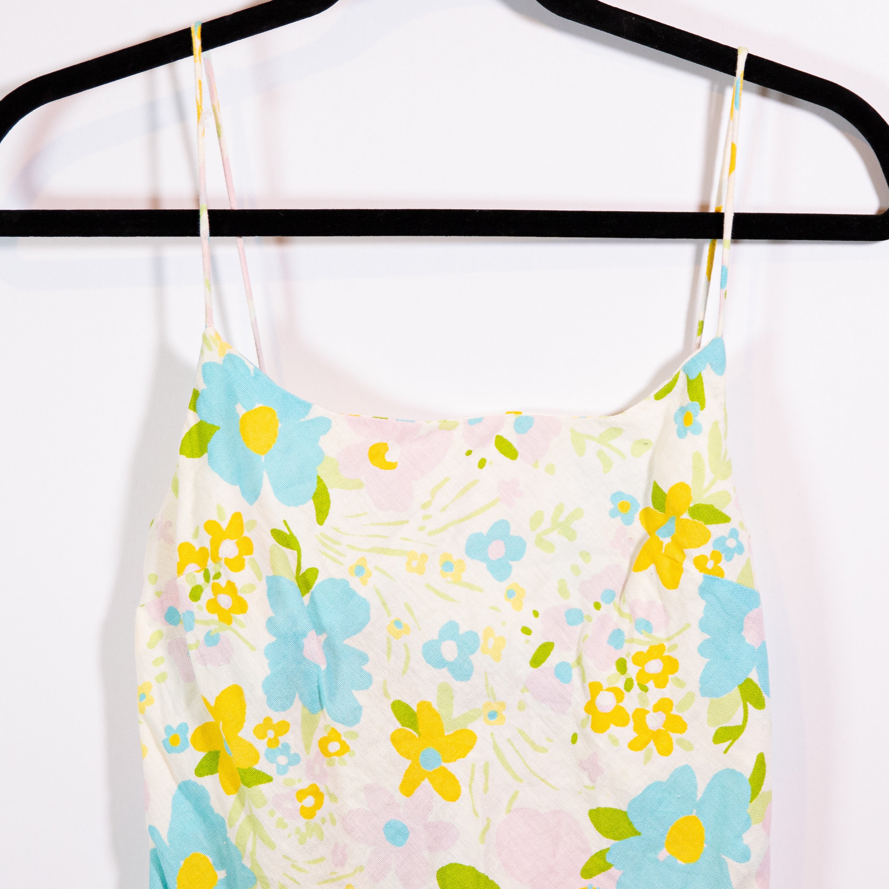 ASOS Design Linen Cotton Cami Tank Side Slit Maxi Dress In Pastel Floral Print 4