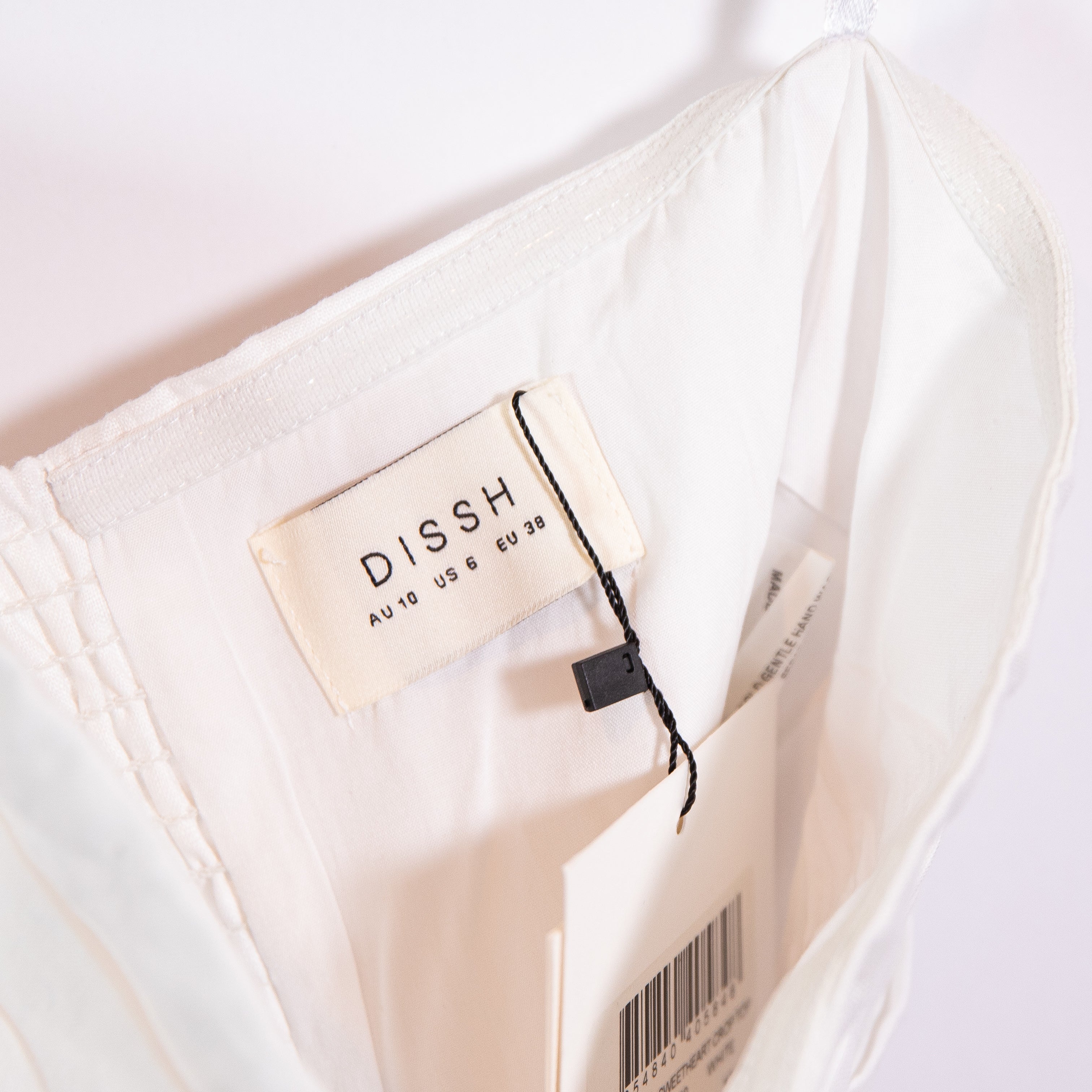 NEW Dissh Bonnie White Sweetheart Linen Blend Pleated Ruched Crop Tank Top 6