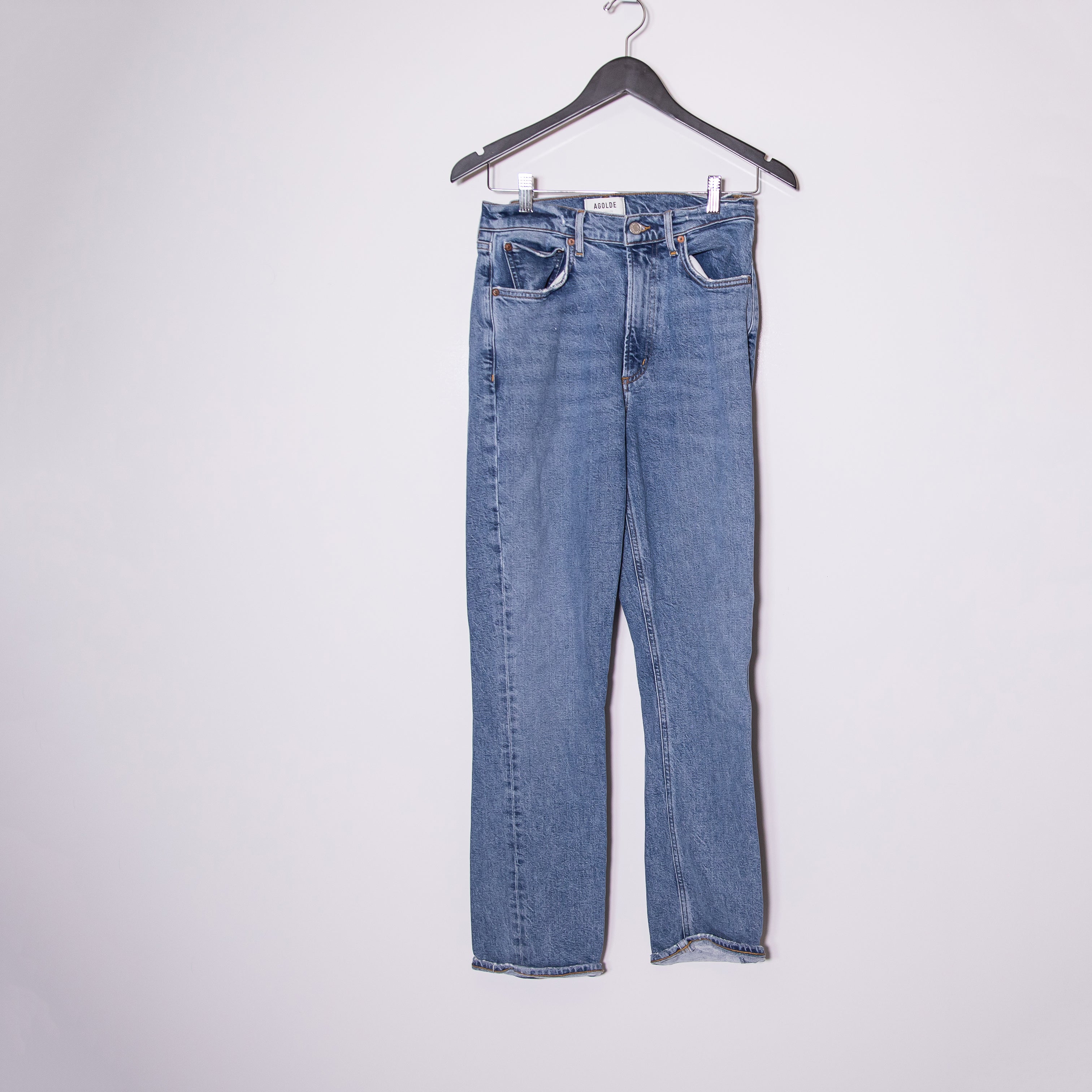 Agolde Women's High Rise Stovepipe Organic Cotton Stretch High Denim Jeans 26