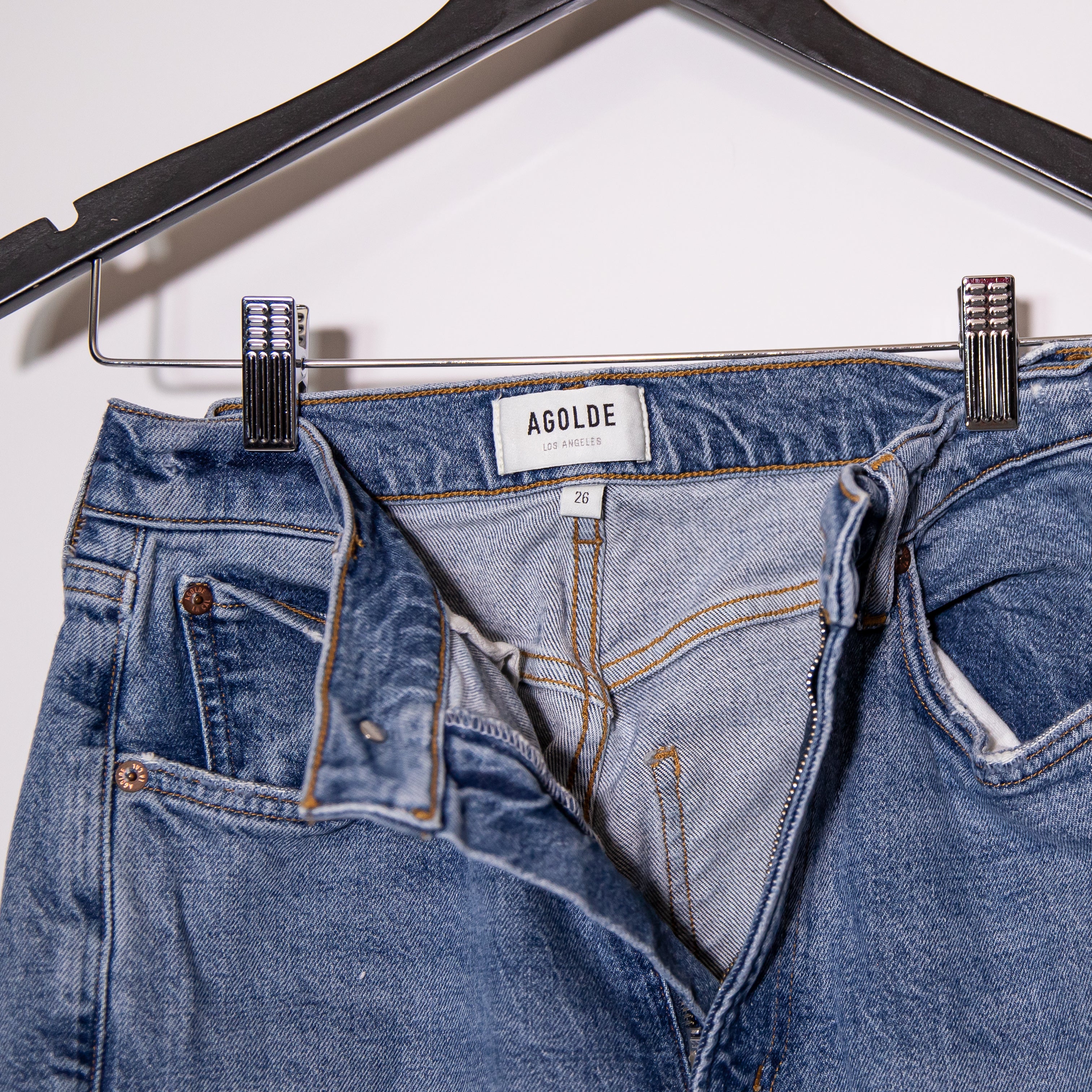 Agolde Women's High Rise Stovepipe Organic Cotton Stretch High Denim Jeans 26