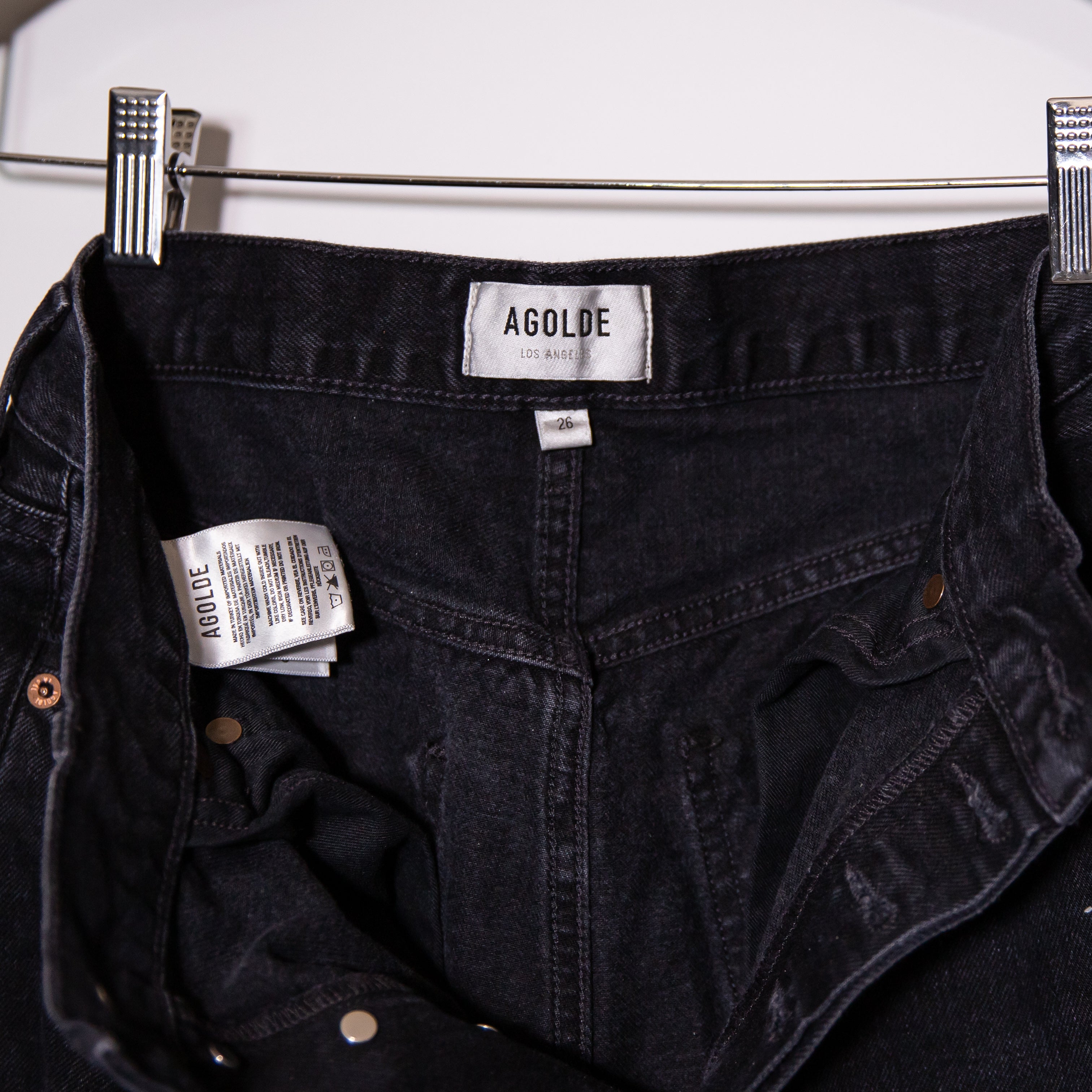 Agolde Women's 90'S Mid Rise Straight Organic Cotton Denim Jeans Black 26