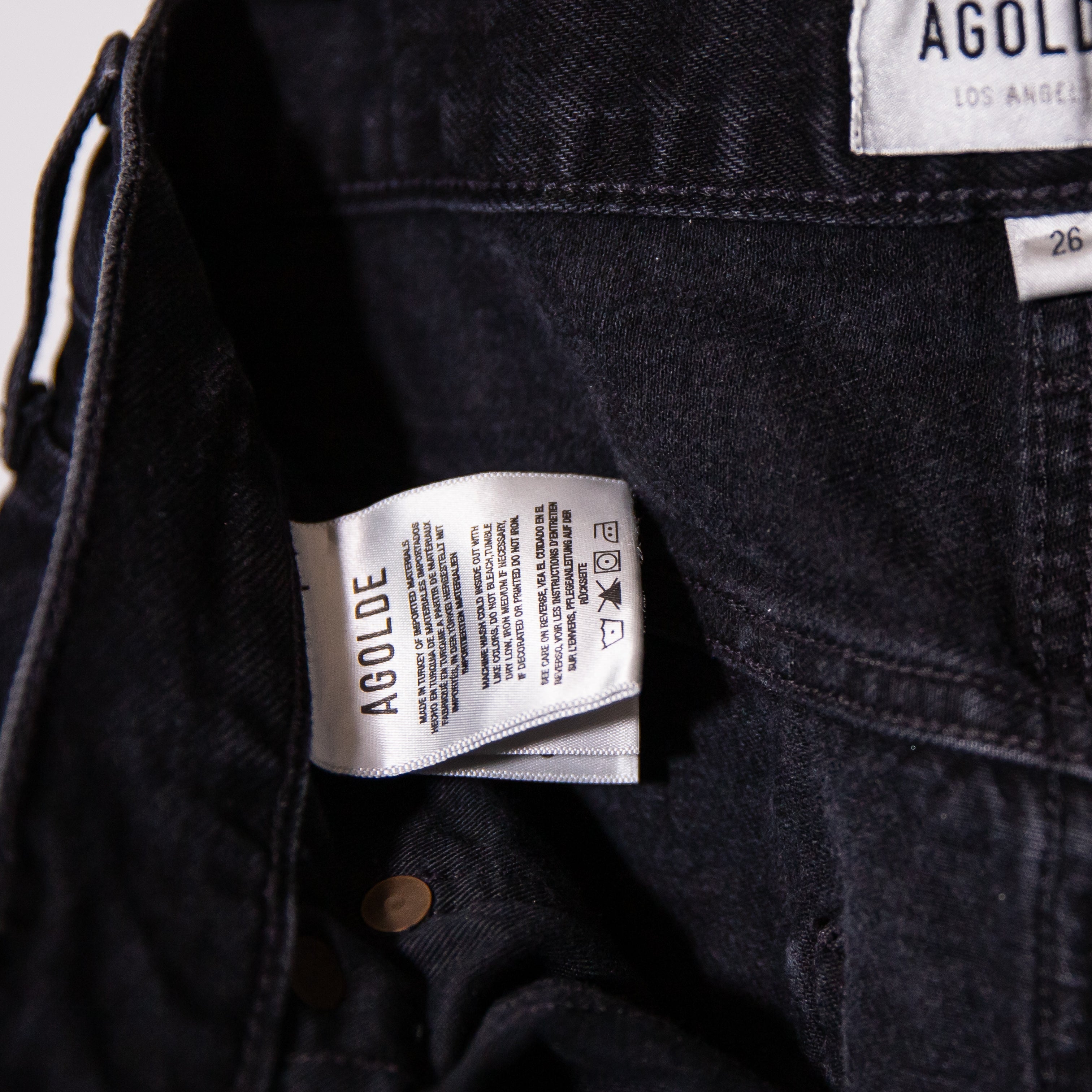 Agolde Women's 90'S Mid Rise Straight Organic Cotton Denim Jeans Black 26