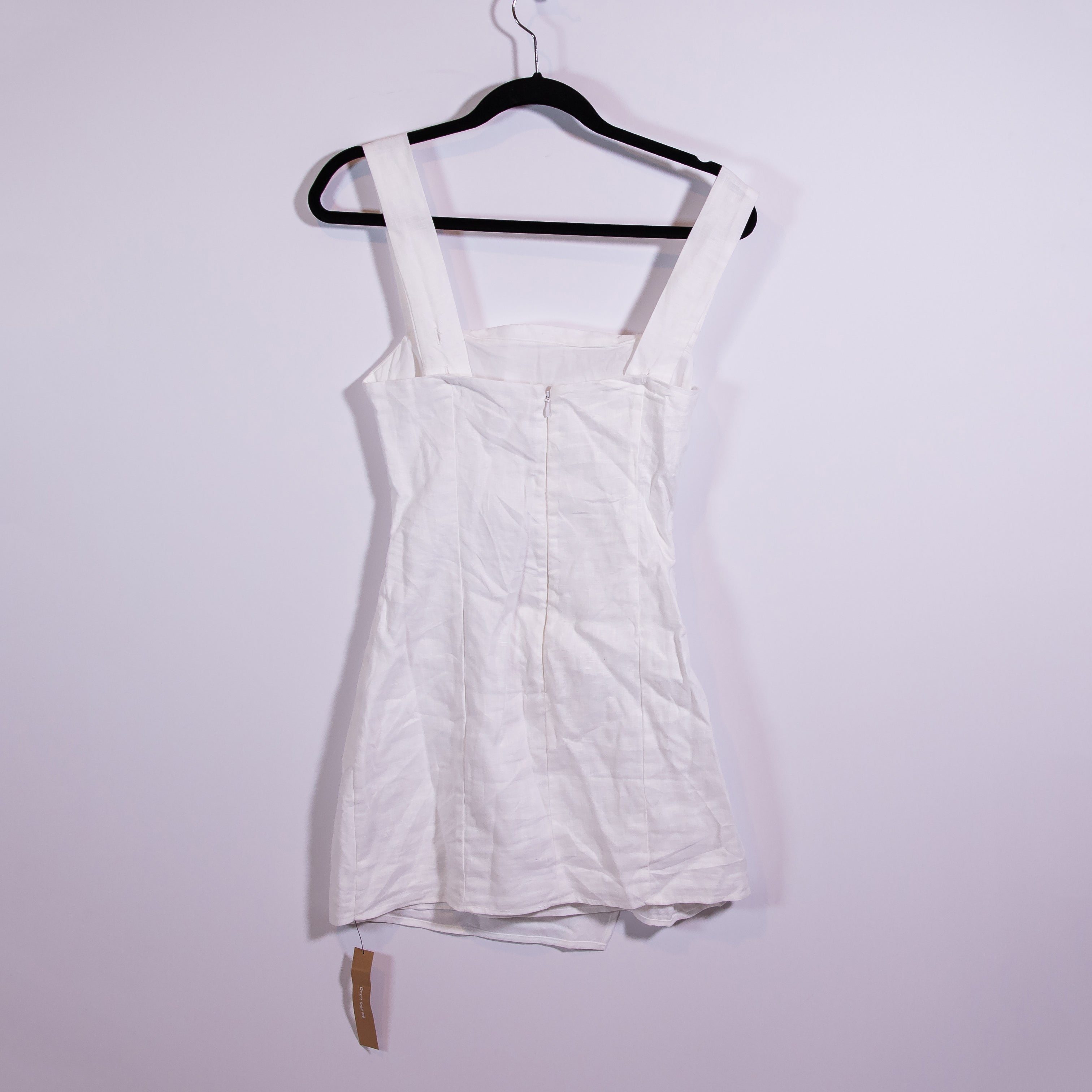 NEW Reformation Kerrigan Linen Lightweight Side Slit Square Neck Mini Dress 2