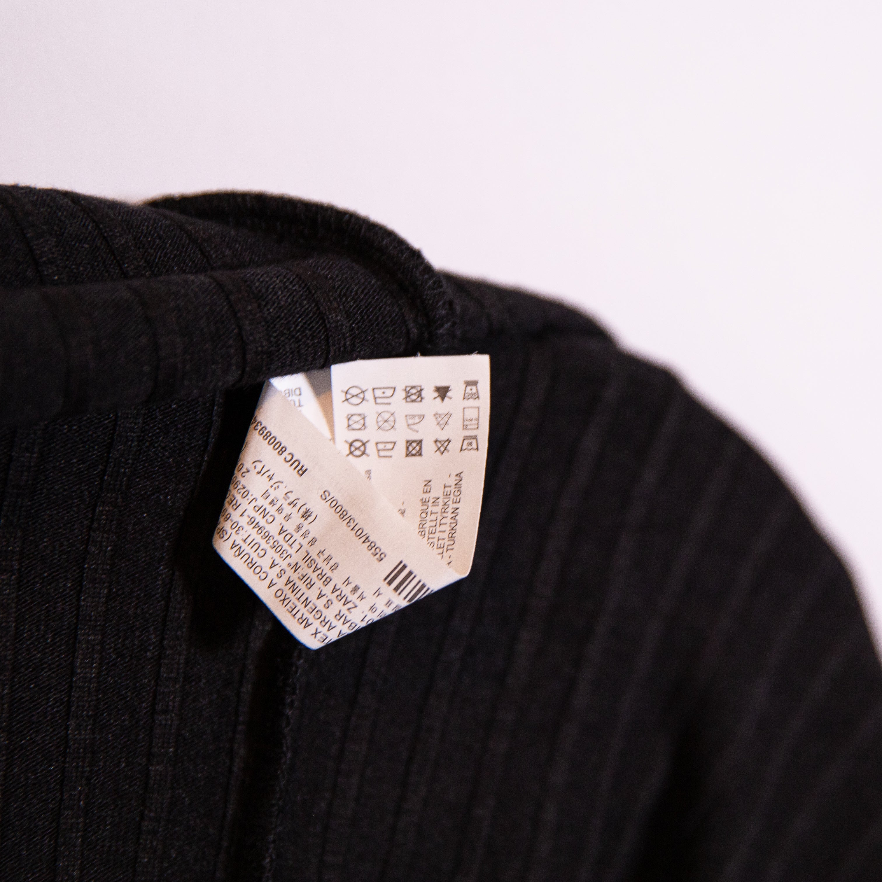 Zara Ribbed Knit Stretch V Neck Sleeveless Pullover Tank Sweater Dress Black S