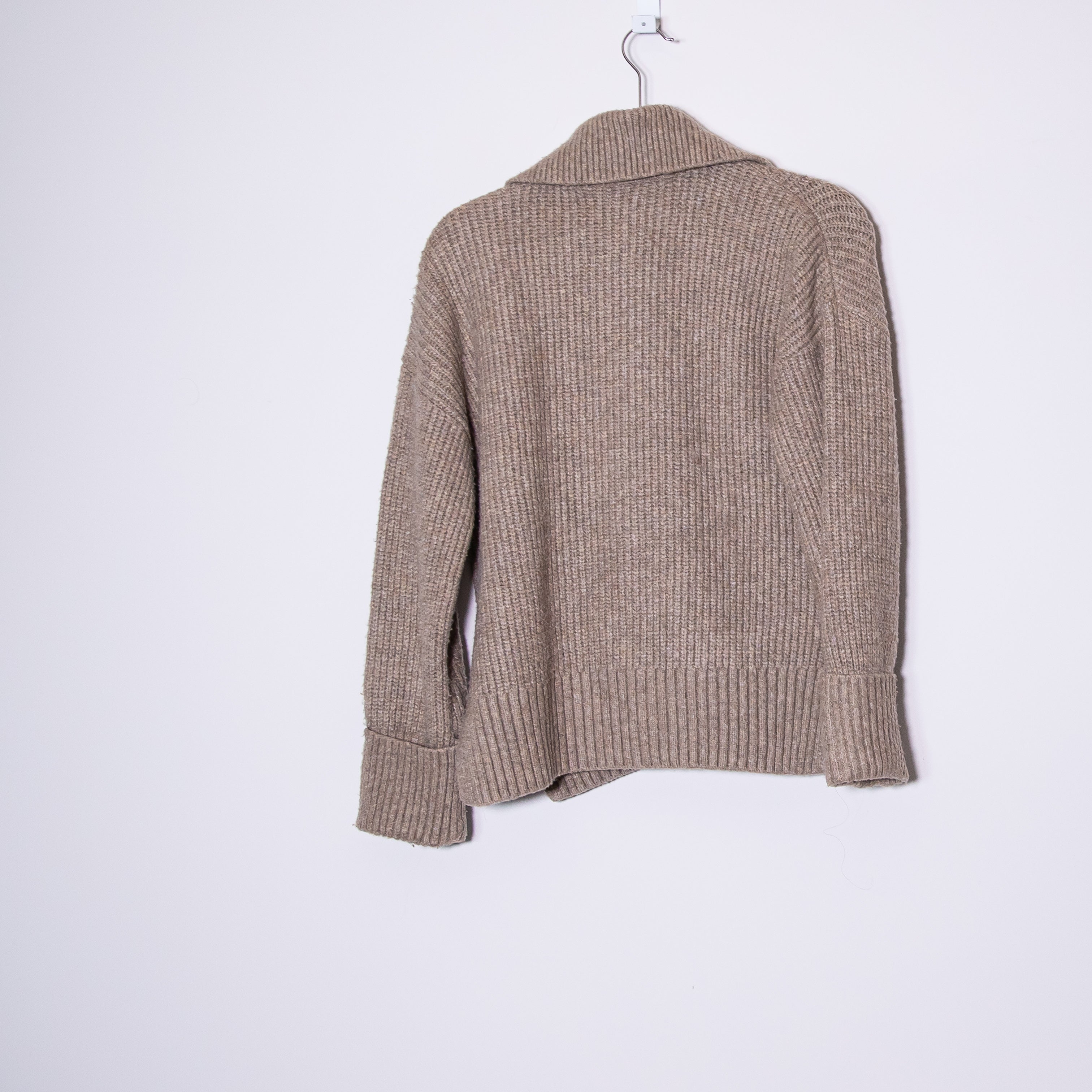 Abercrombie & Fitch Wool Blend Knit Stretch Button Front Shawl Collar Cardigan