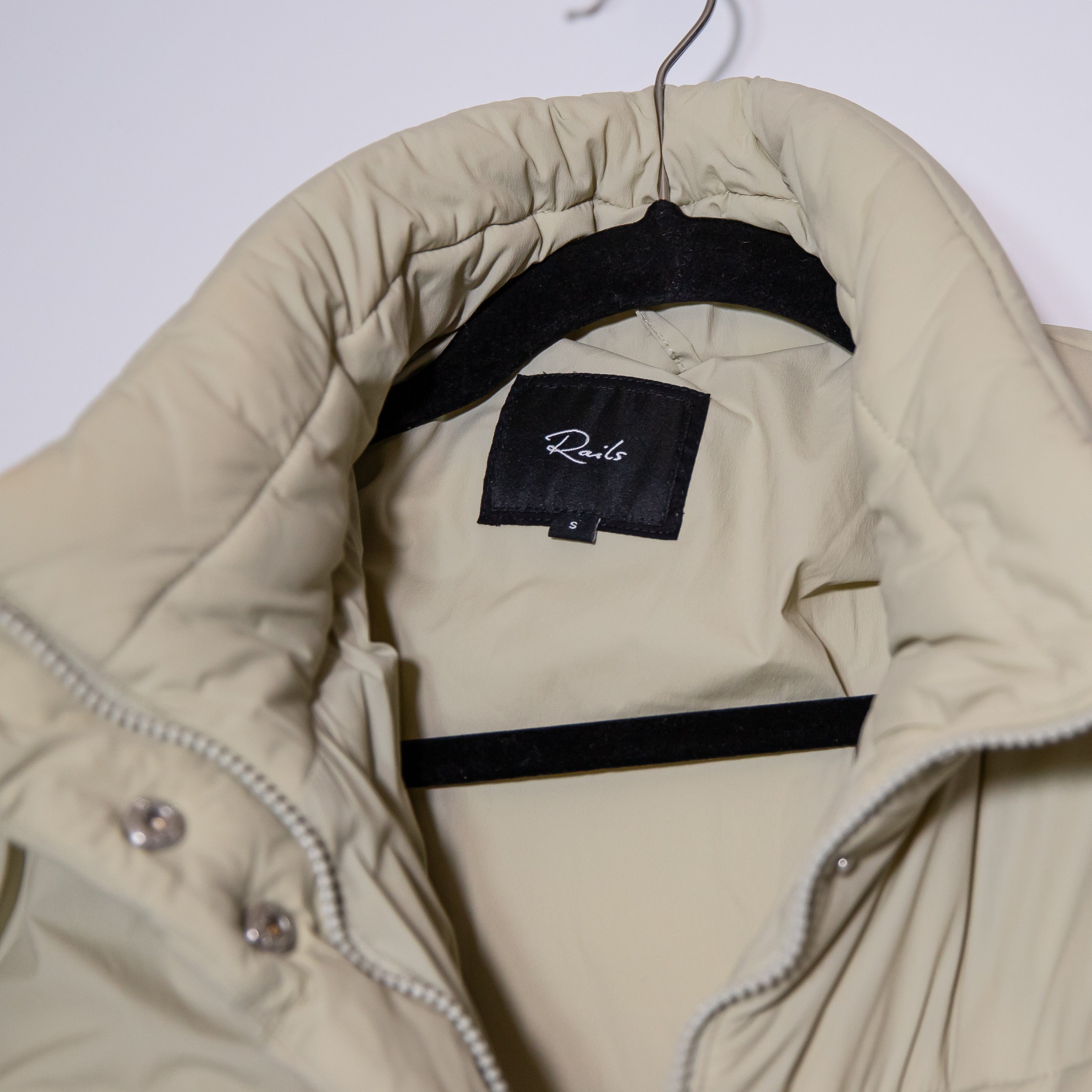 Rails Ezra Puffer Full Zip High Collar Lightweight Quilted Jacket Pistachio S