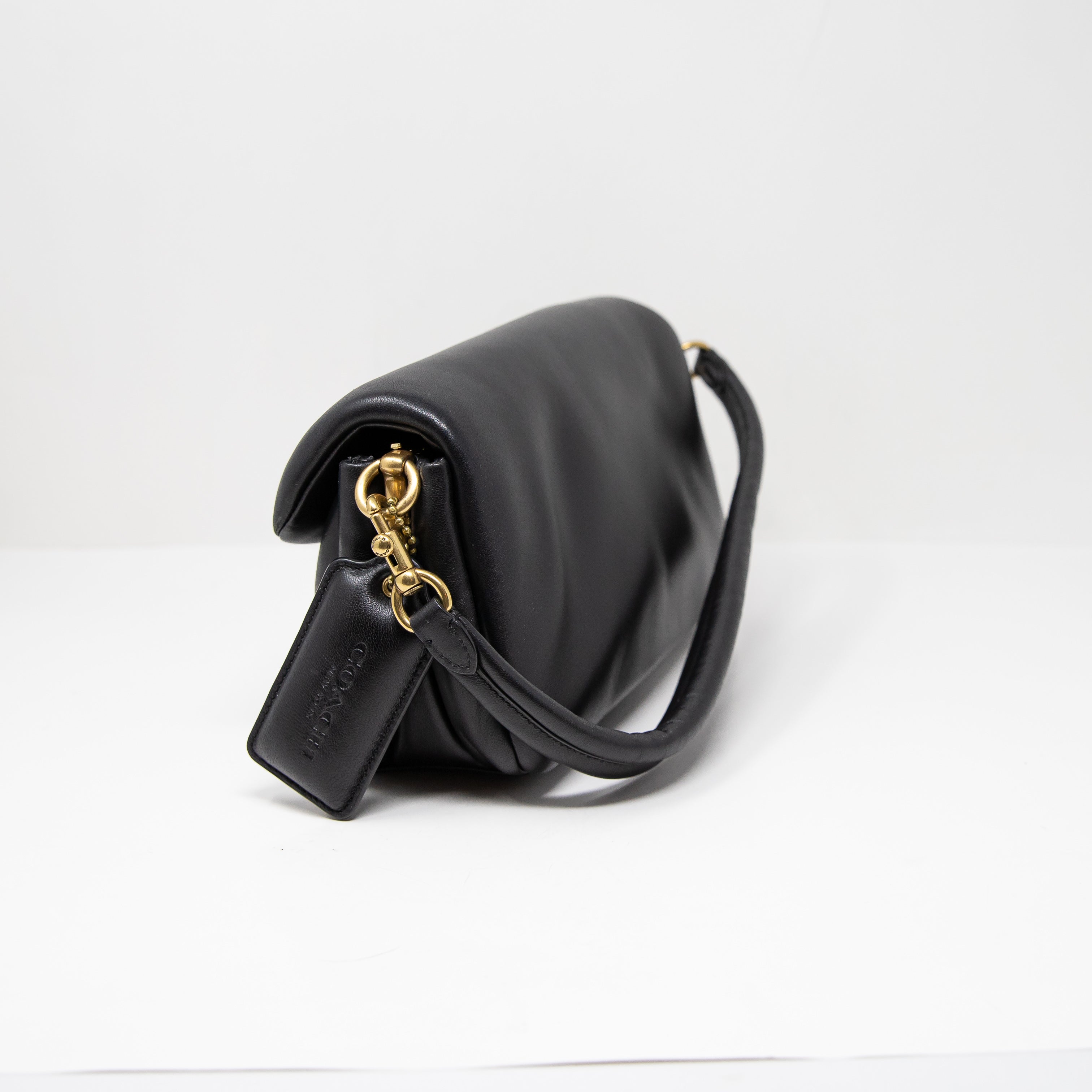 Coach Pillow Tabby Puffy Genuine Leather Top Handle Shoulder Purse Bag Black