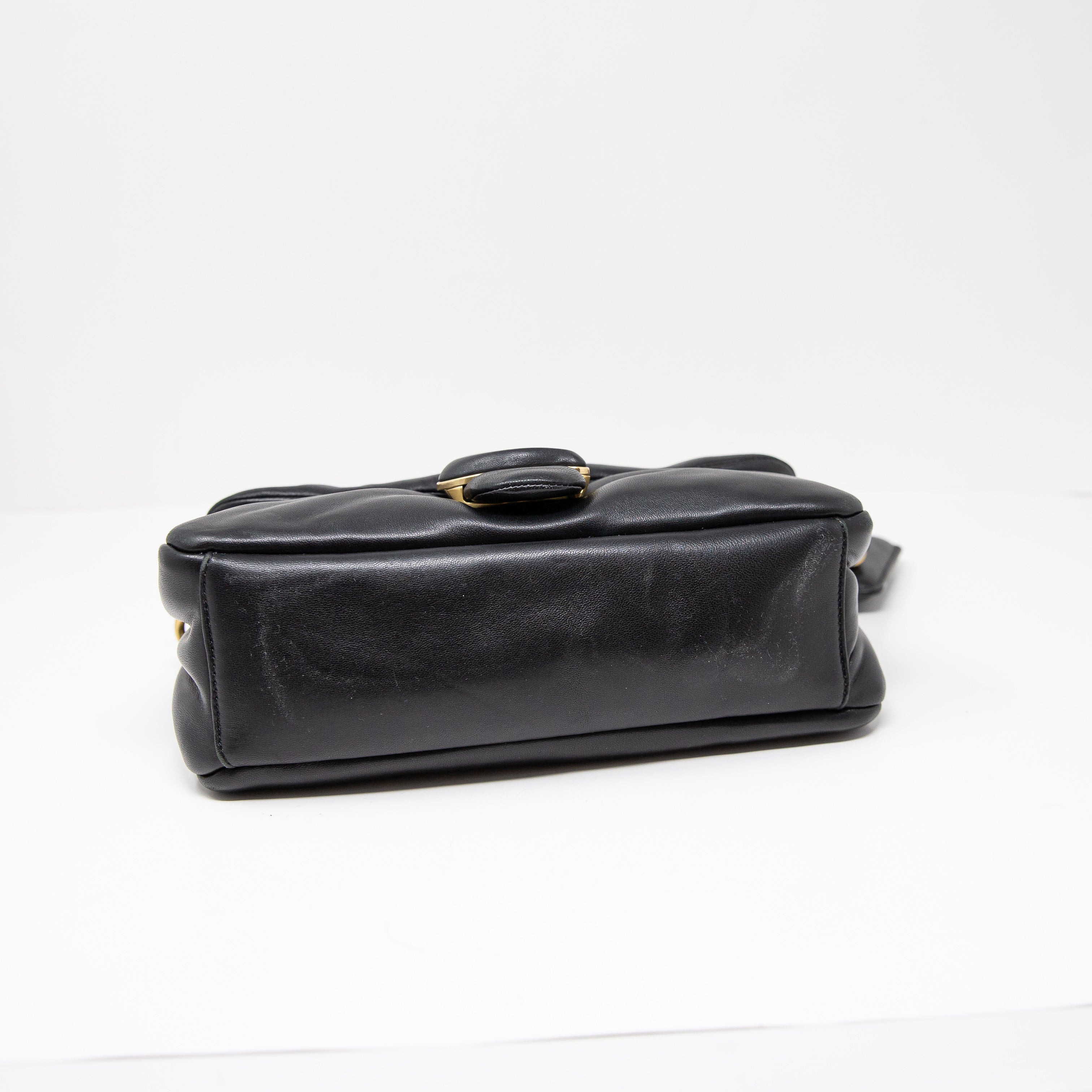 Coach Pillow Tabby Puffy Genuine Leather Top Handle Shoulder Purse Bag Black