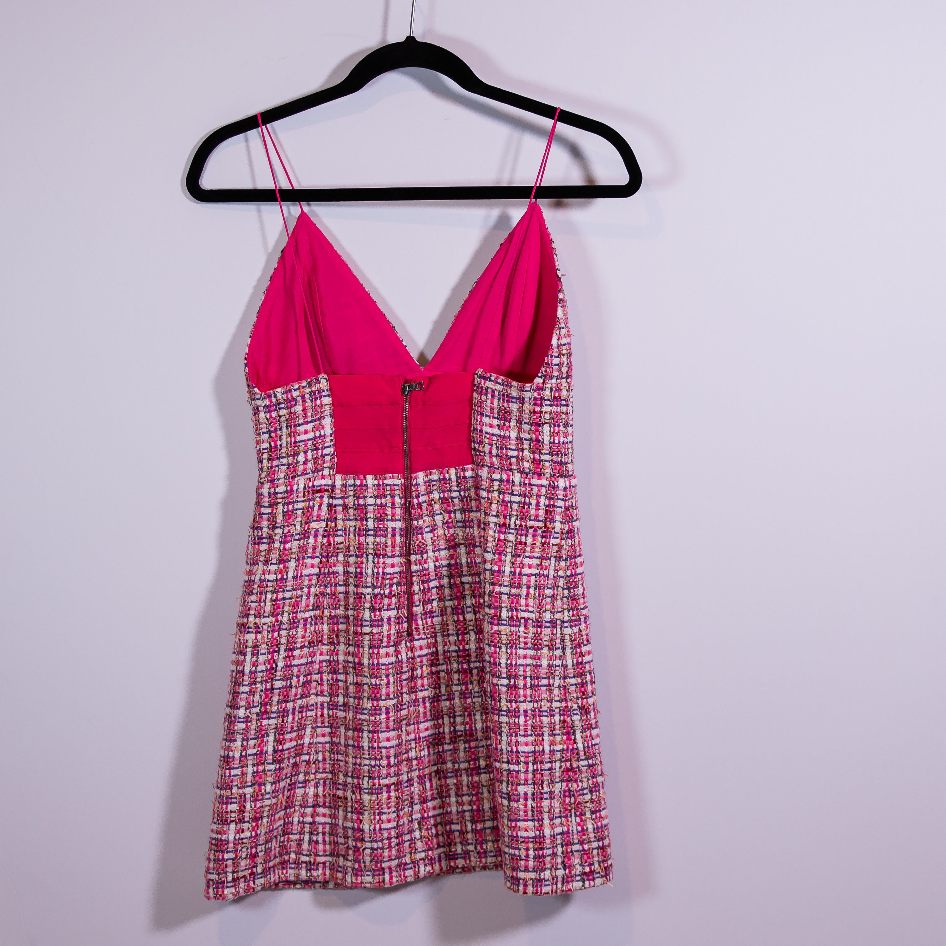 Alice And Olivia Carli Spaghetti Strap Cotton Tweed Boucle Candy White Dress 2