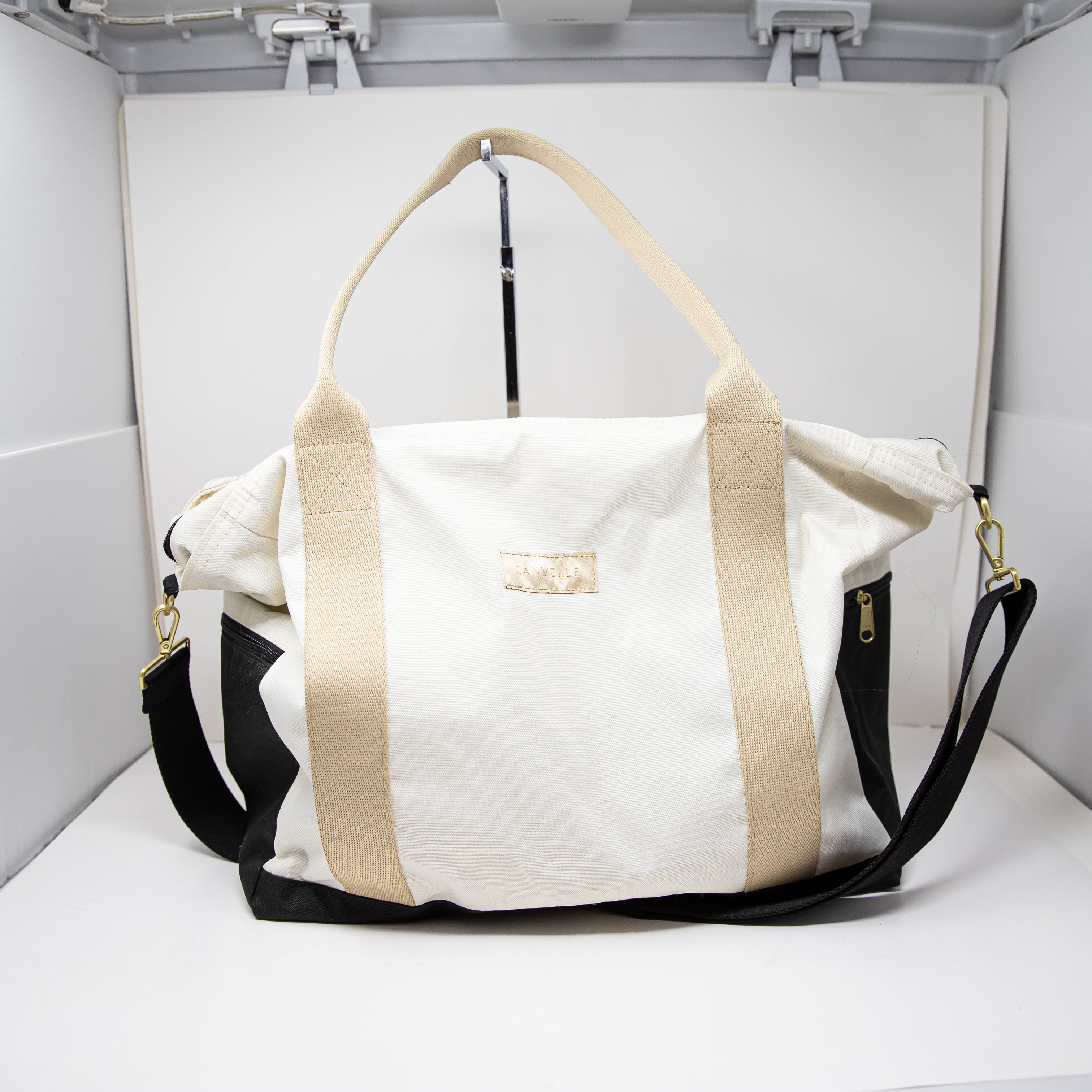 Canvelle Weekender Water Resistant Canvas Travel Duffle Bag Purse Tote Neutral