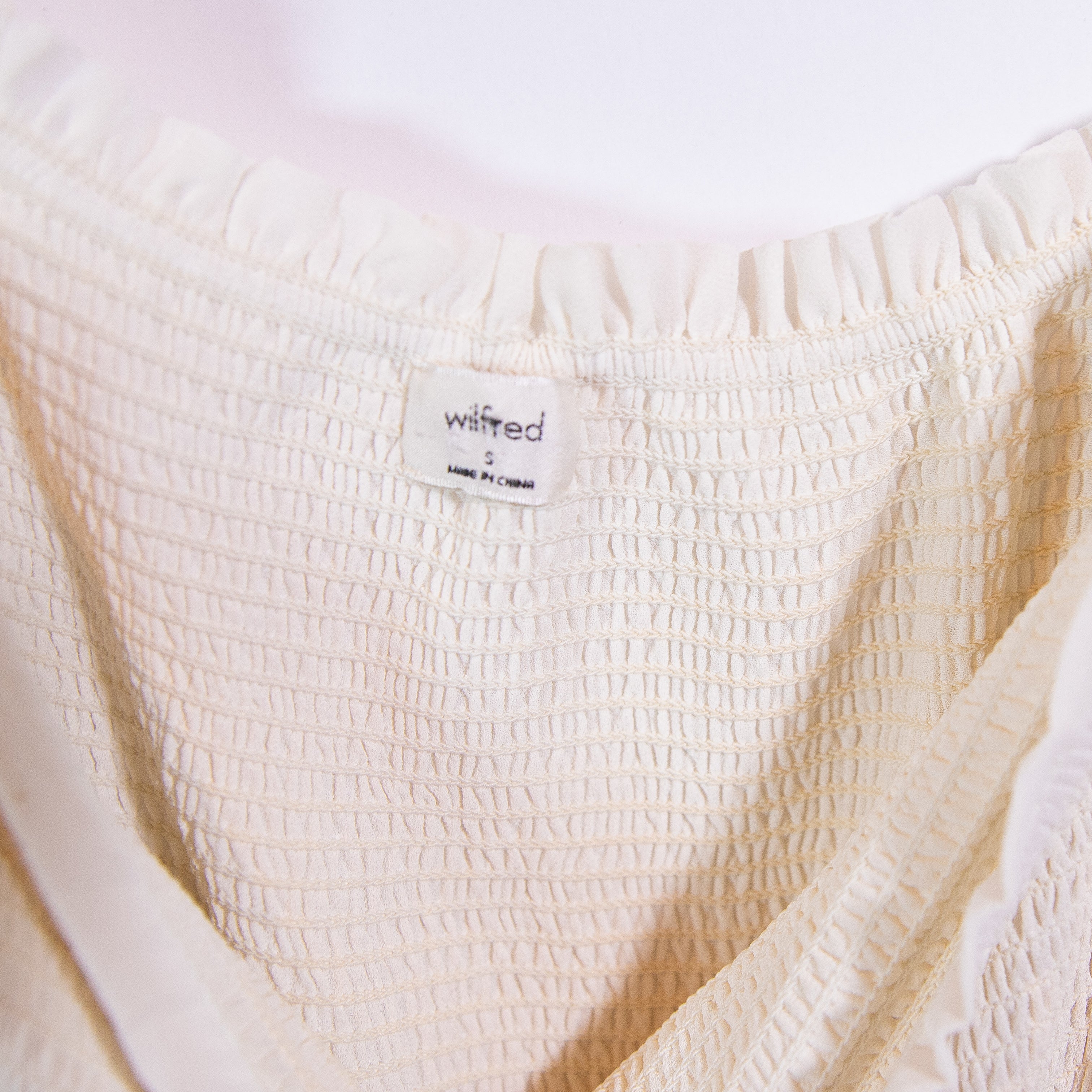 Wilfred Aritzia Tempest Smocked Stretch Bodice Chiffon Long Sleeve Mini Dress S