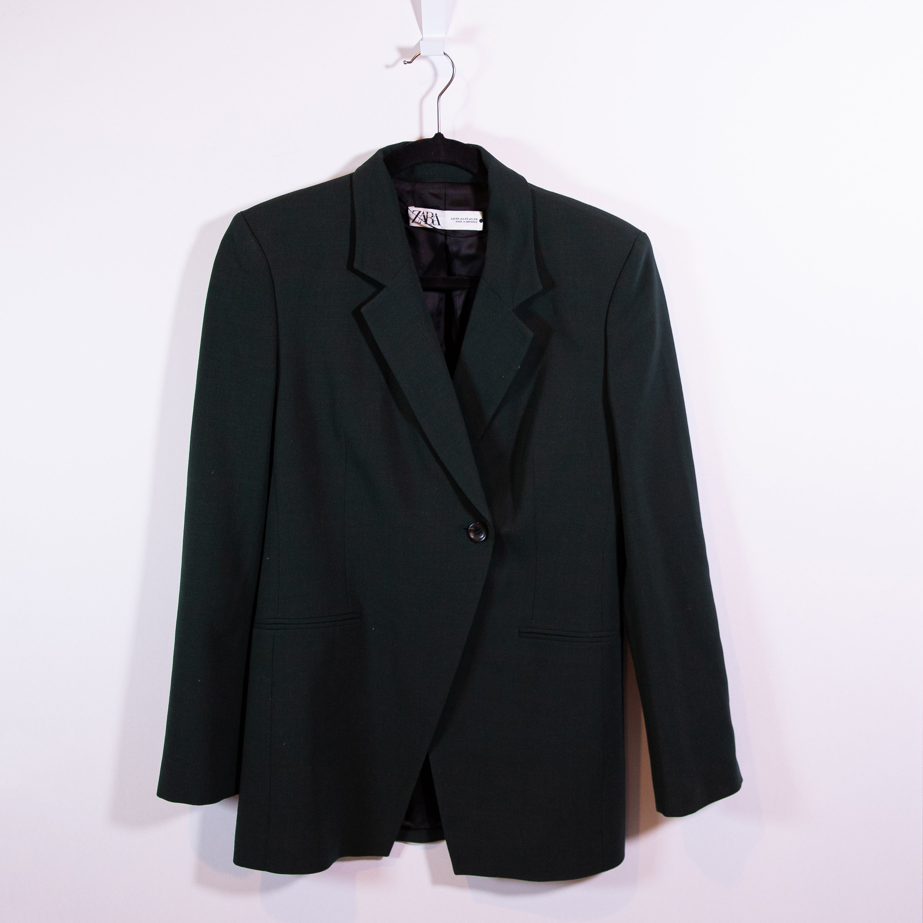 Zara Women's Crepe One Button Asymmetrical Draping Structured Blazer Jacket XS