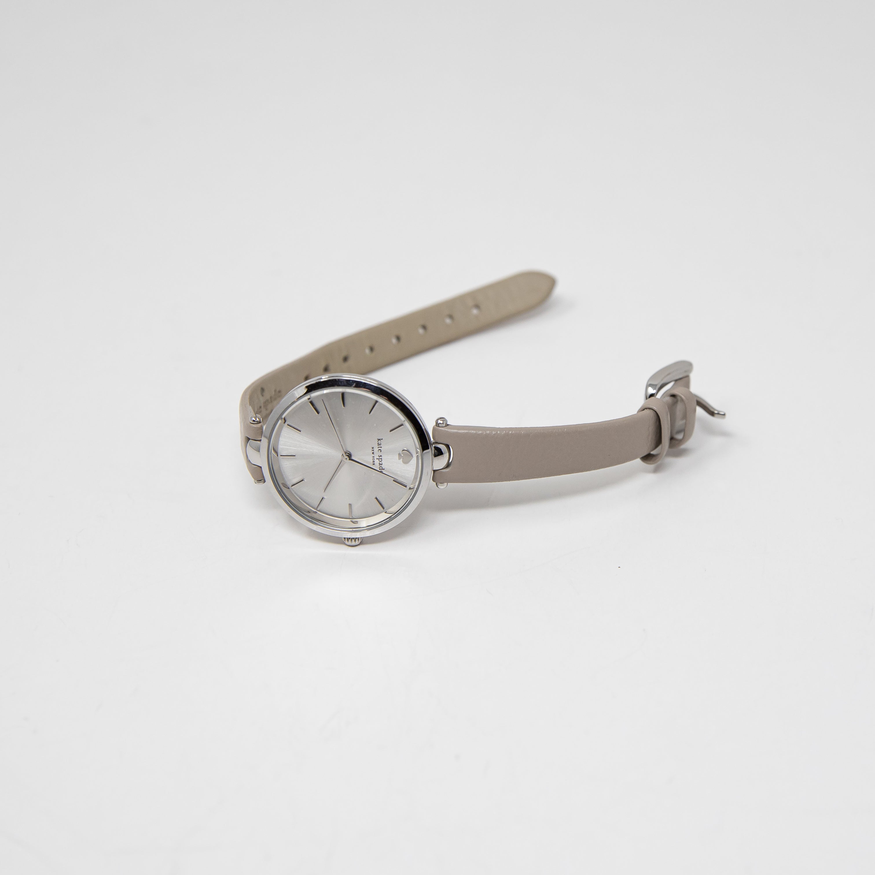 Kate Spade Holland Skinny Strap Genuine Leather Round Face Watch Stainless Steel