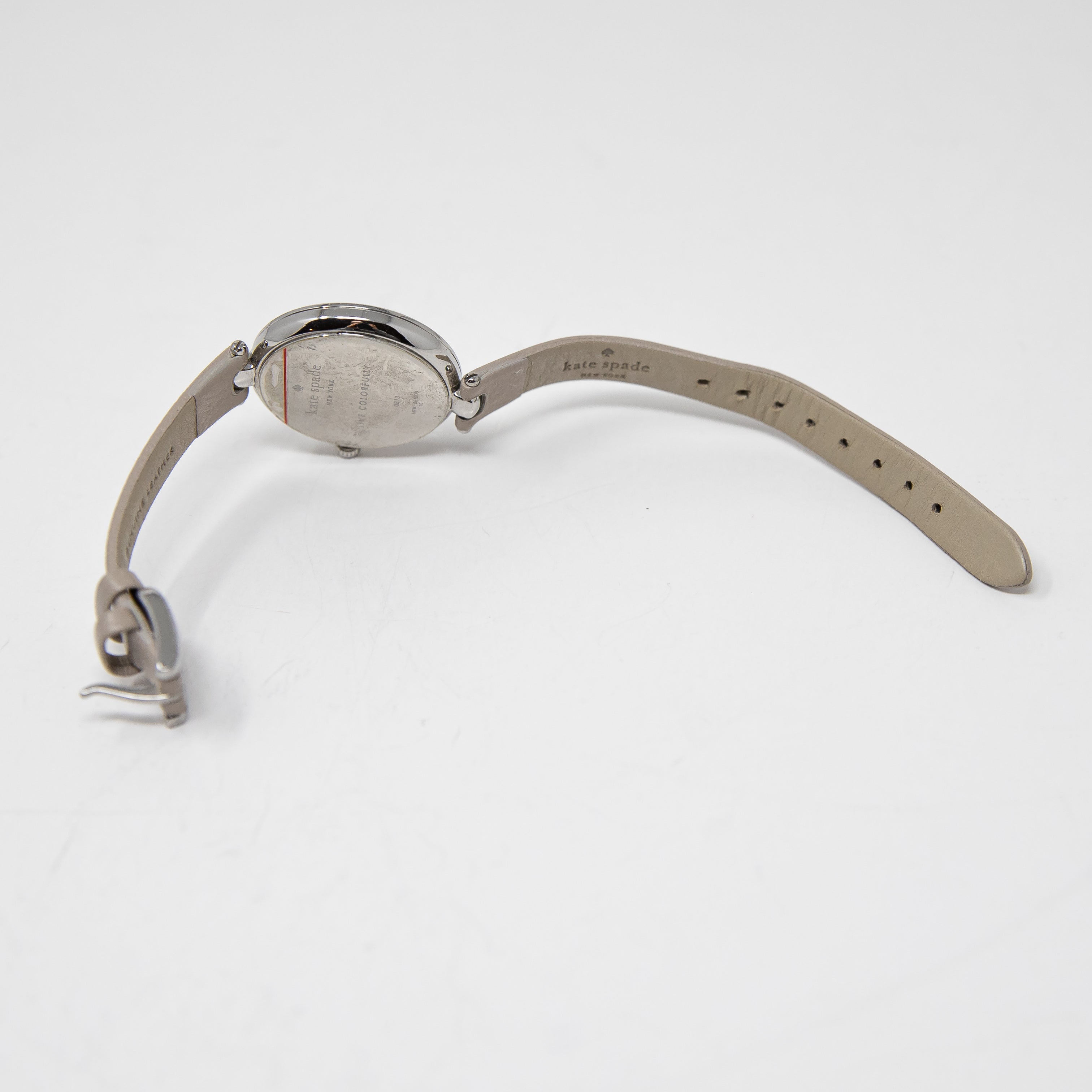 Kate Spade Holland Skinny Strap Genuine Leather Round Face Watch Stainless Steel