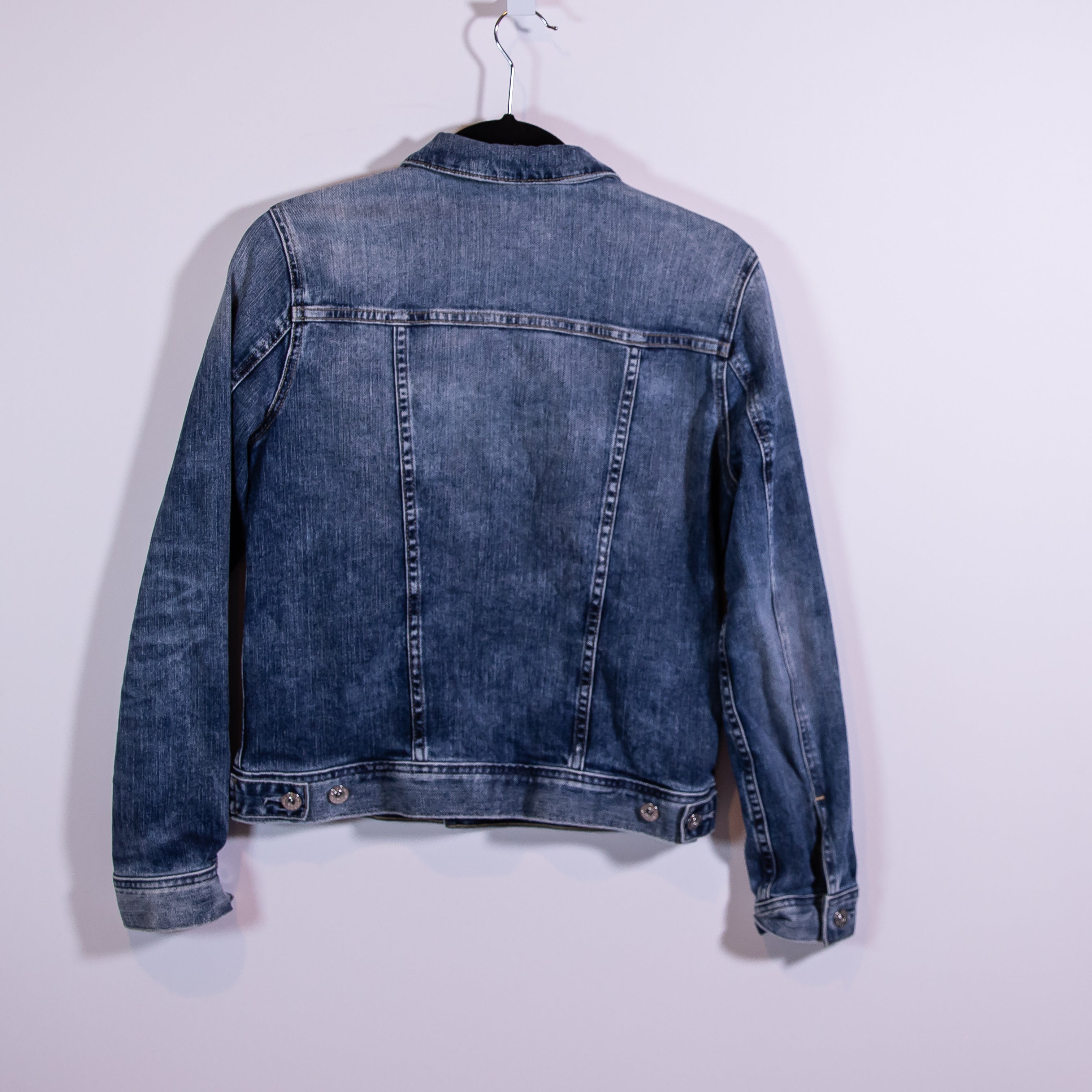 AG Adriano Goldschmied Mya Cotton Stretch Button Collared Denim Jean Jacket S