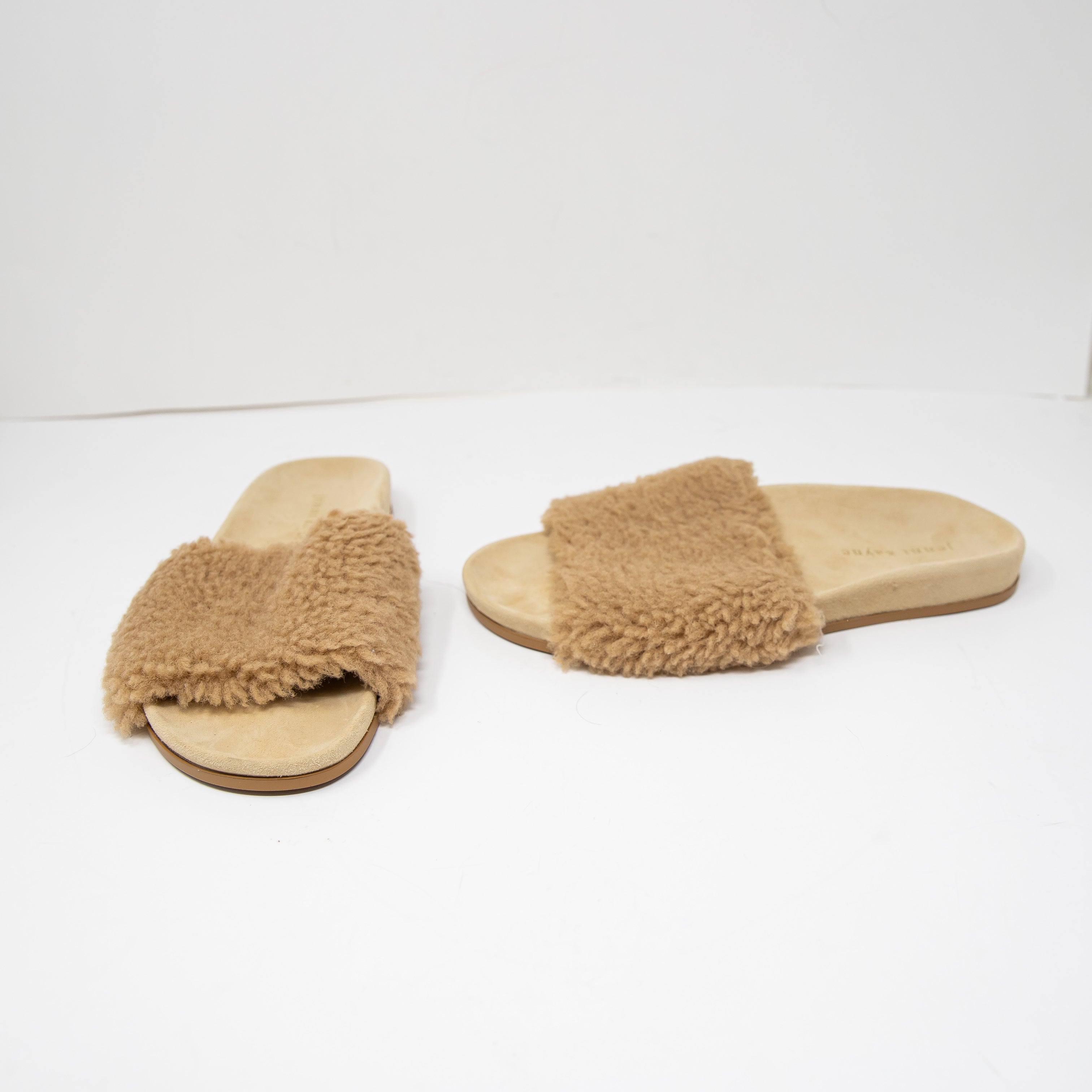 NEW Jenni Kayne Genuine Shearling Suede Open Toe Slip On Slide Sandals Shoes 9