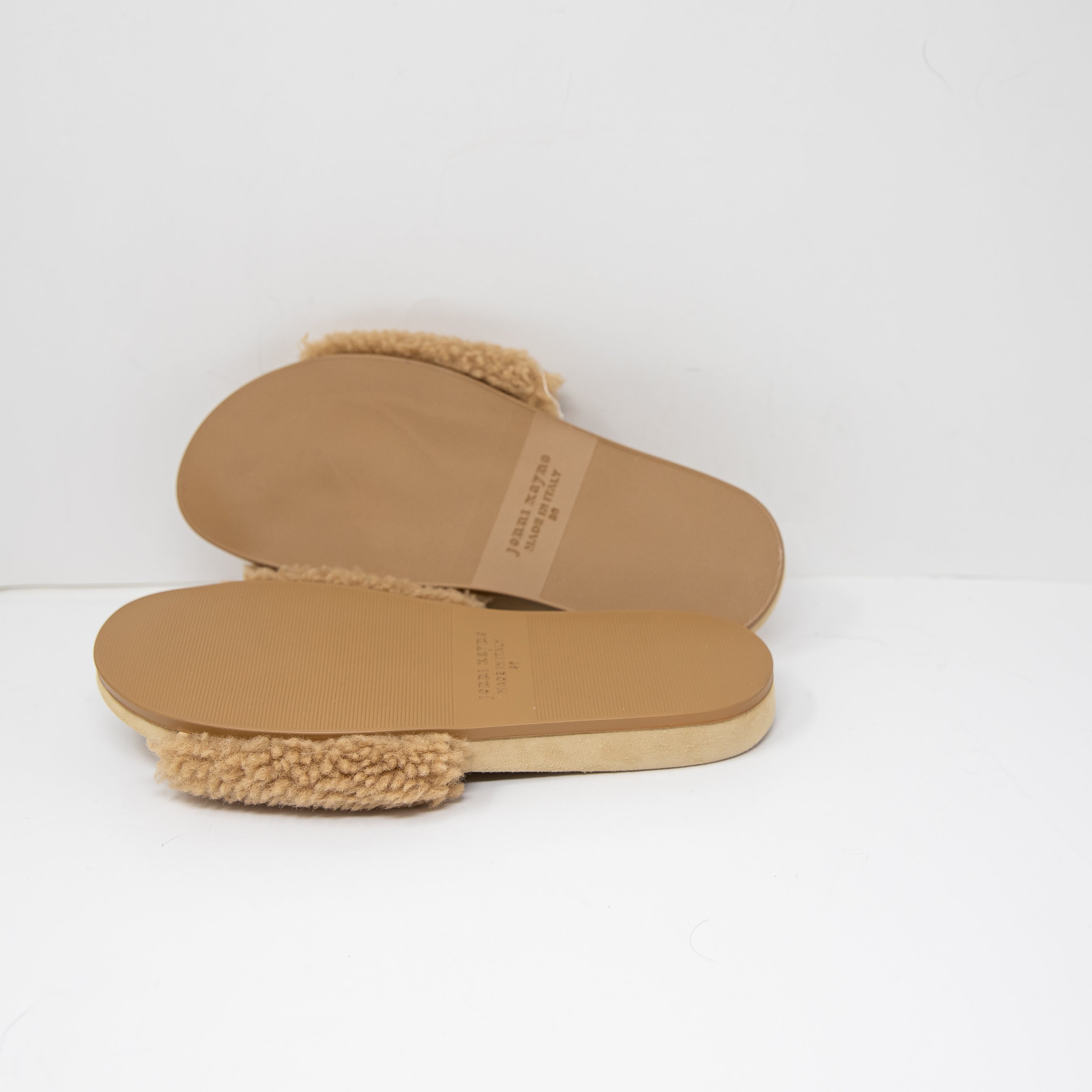 NEW Jenni Kayne Genuine Shearling Suede Open Toe Slip On Slide Sandals Shoes 9