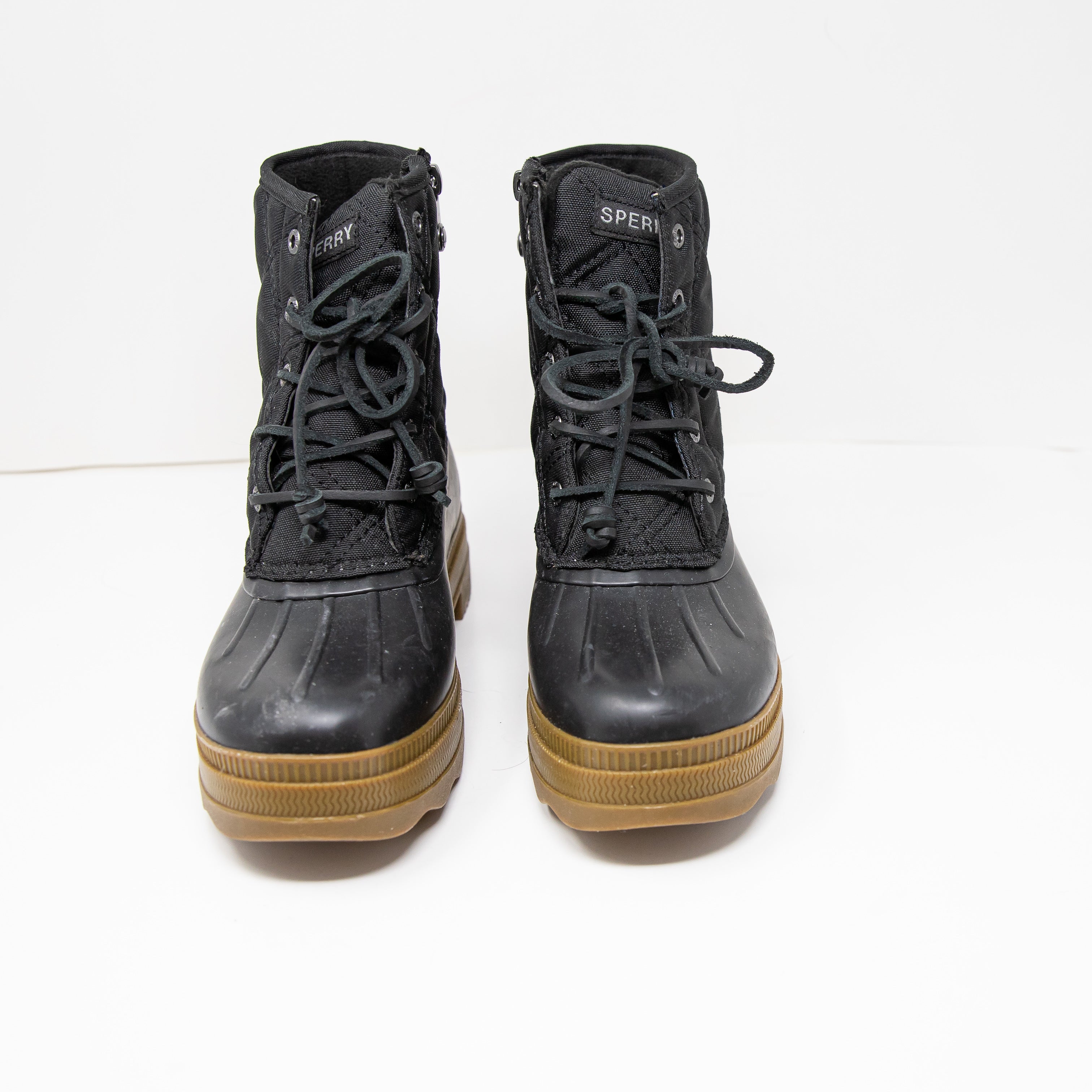 Sperry Women's Saltwater 2.0 Rain Waterproof High Top Quilted Boots Shoes Black