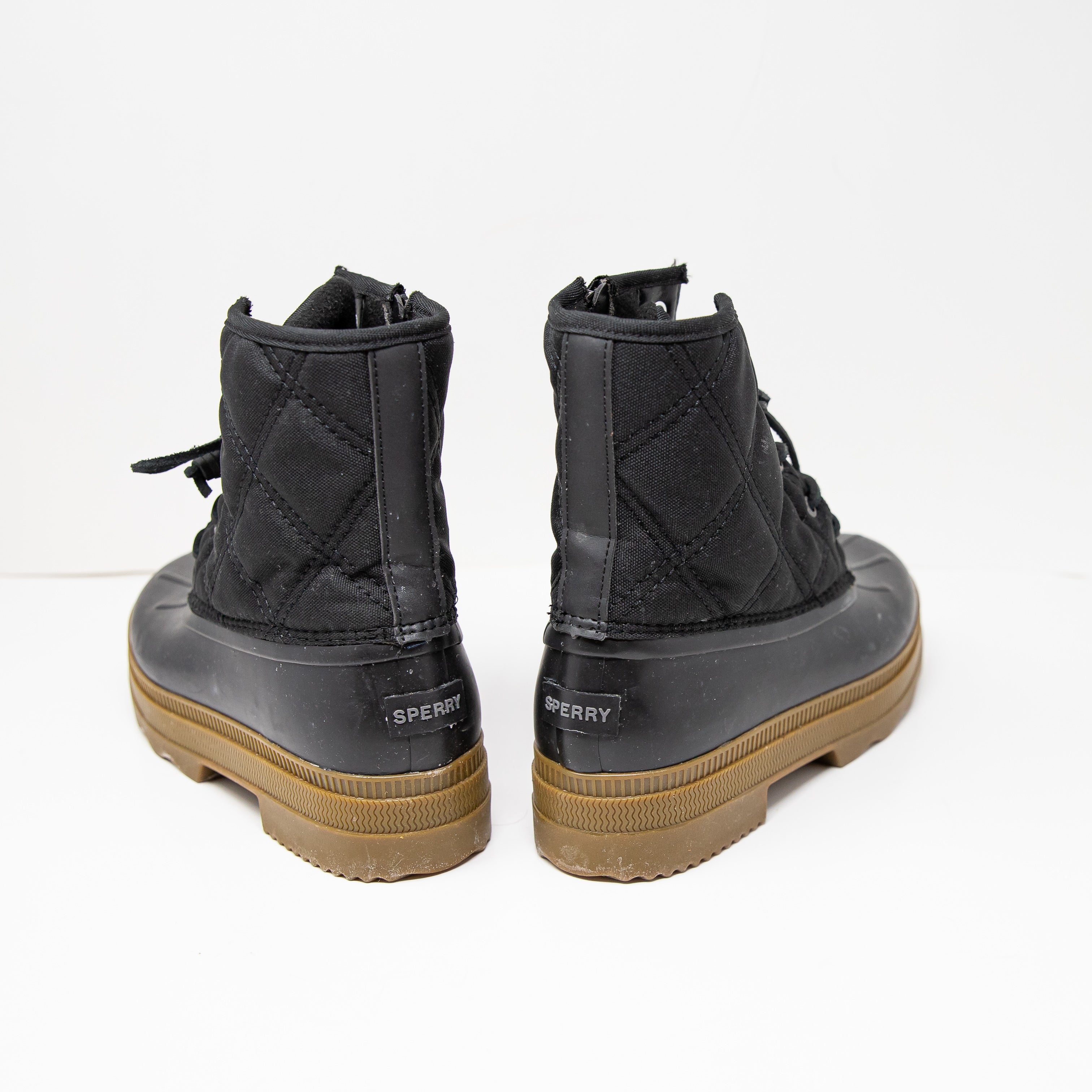 Sperry Women's Saltwater 2.0 Rain Waterproof High Top Quilted Boots Shoes Black
