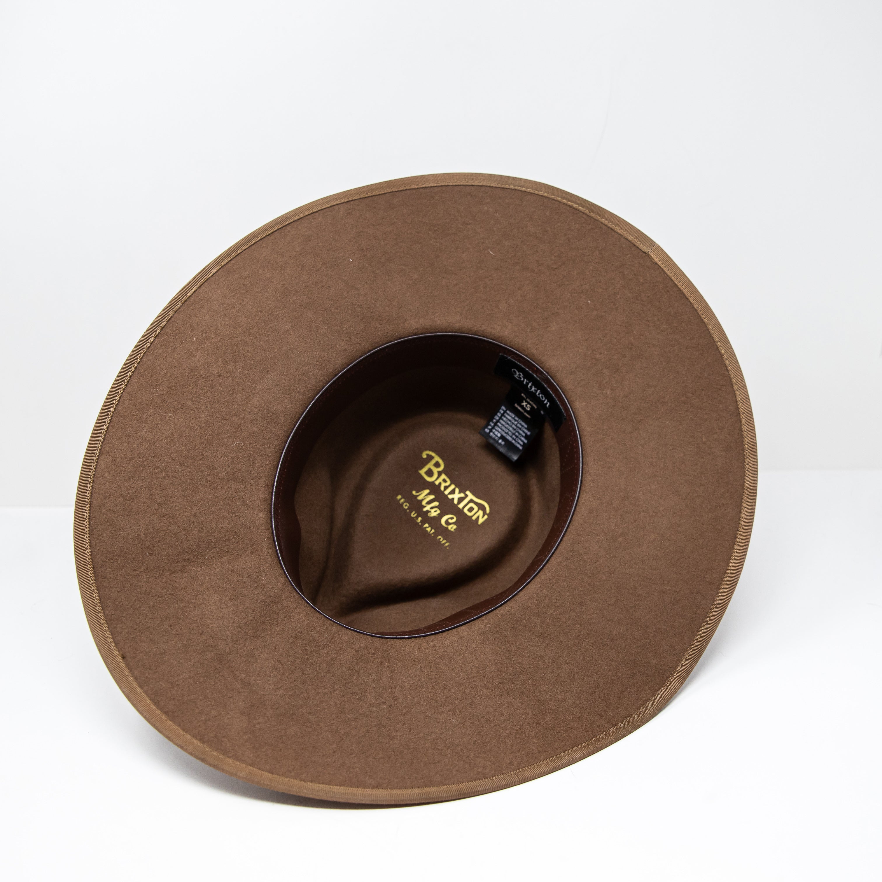 Brixton Wool Felt Ribbon Trim Wide Brim Floppy Western Hat Brown Tan Neutral XS