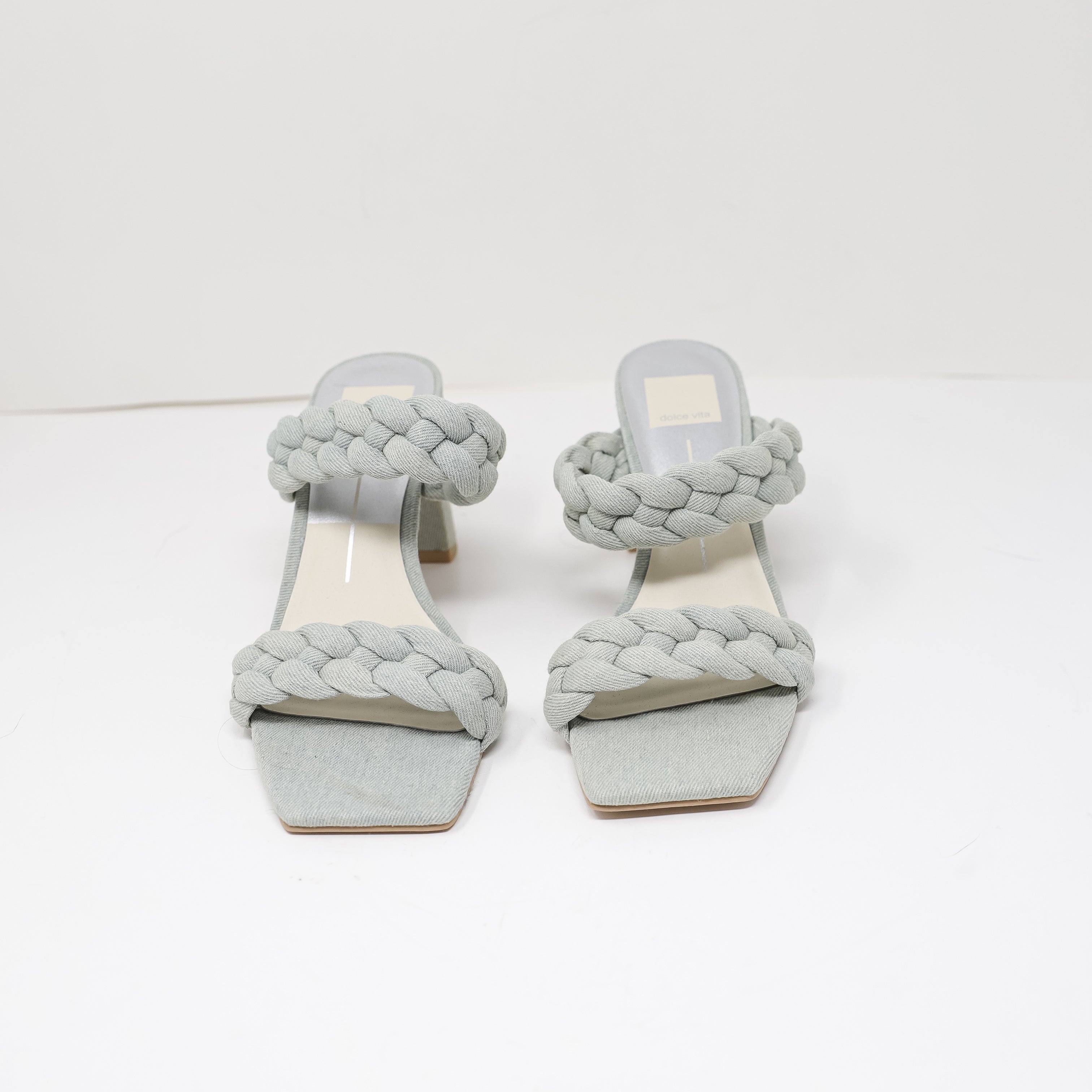 NEW Dolce Vita Women's Paily Braided Double Strap Denim Blue High Heel Sandals 8
