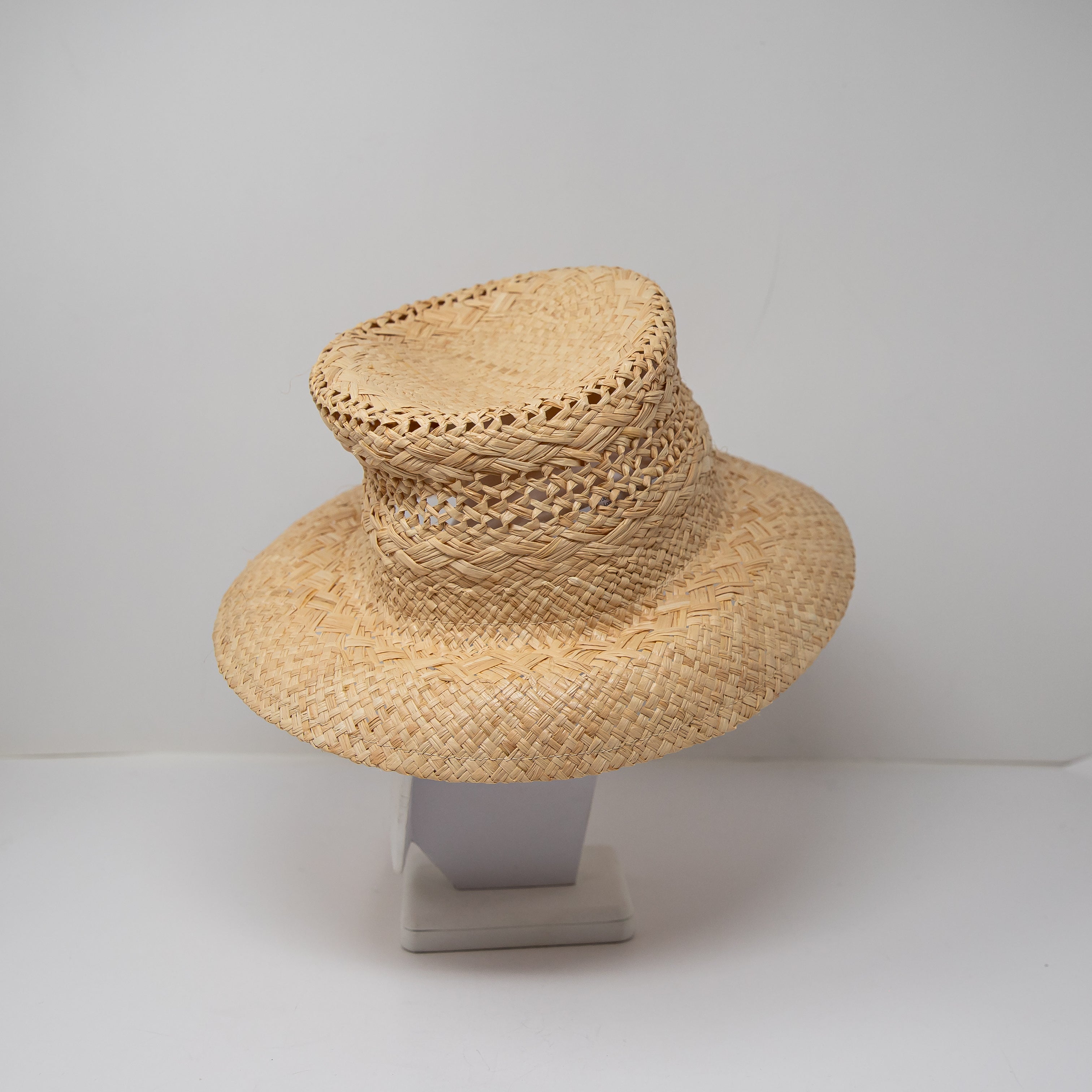 J. Crew Women's Open Weave Straw Bucket Sun Hat Accessory Neutral Tan S-M