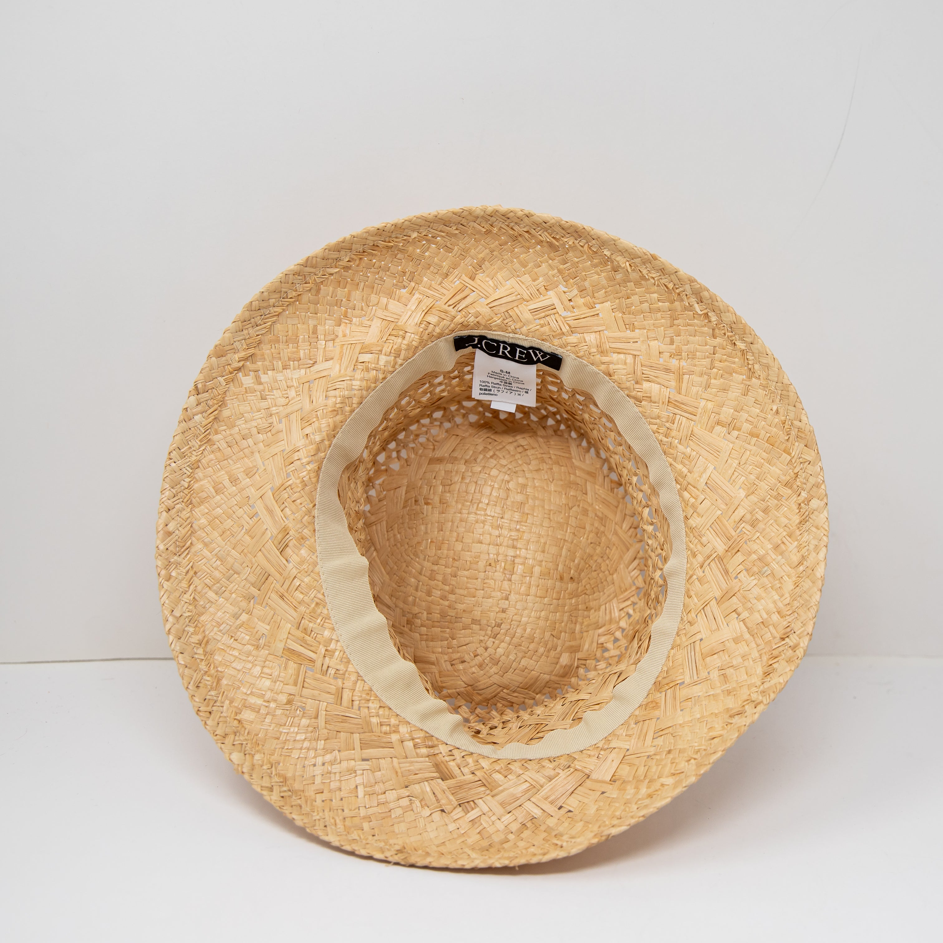 J. Crew Women's Open Weave Straw Bucket Sun Hat Accessory Neutral Tan S-M